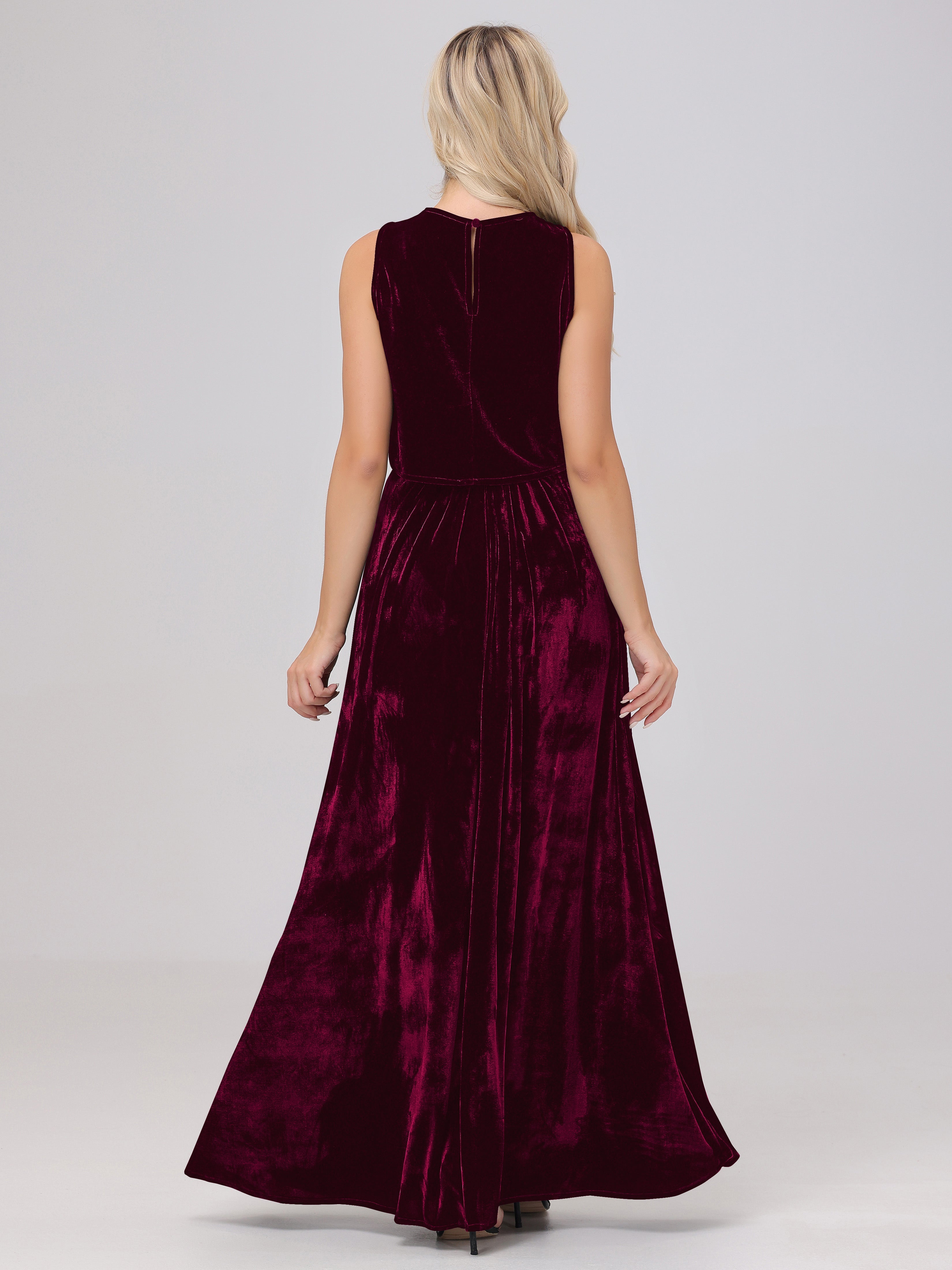 Two-Pieces A-Line Sleeveless Velvet Bridesmaid Dresses