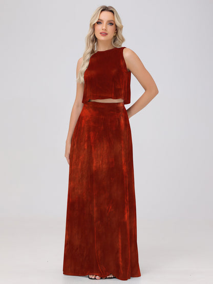 Two-Pieces A-Line Sleeveless Velvet Bridesmaid Dresses