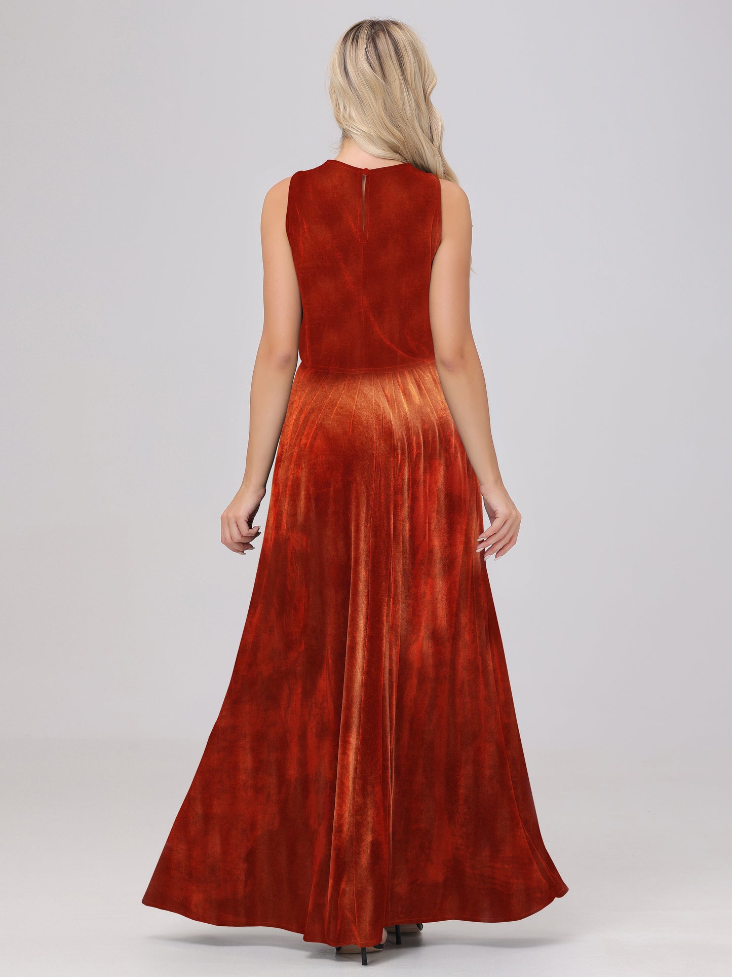 Two-Pieces A-Line Sleeveless Velvet Bridesmaid Dresses