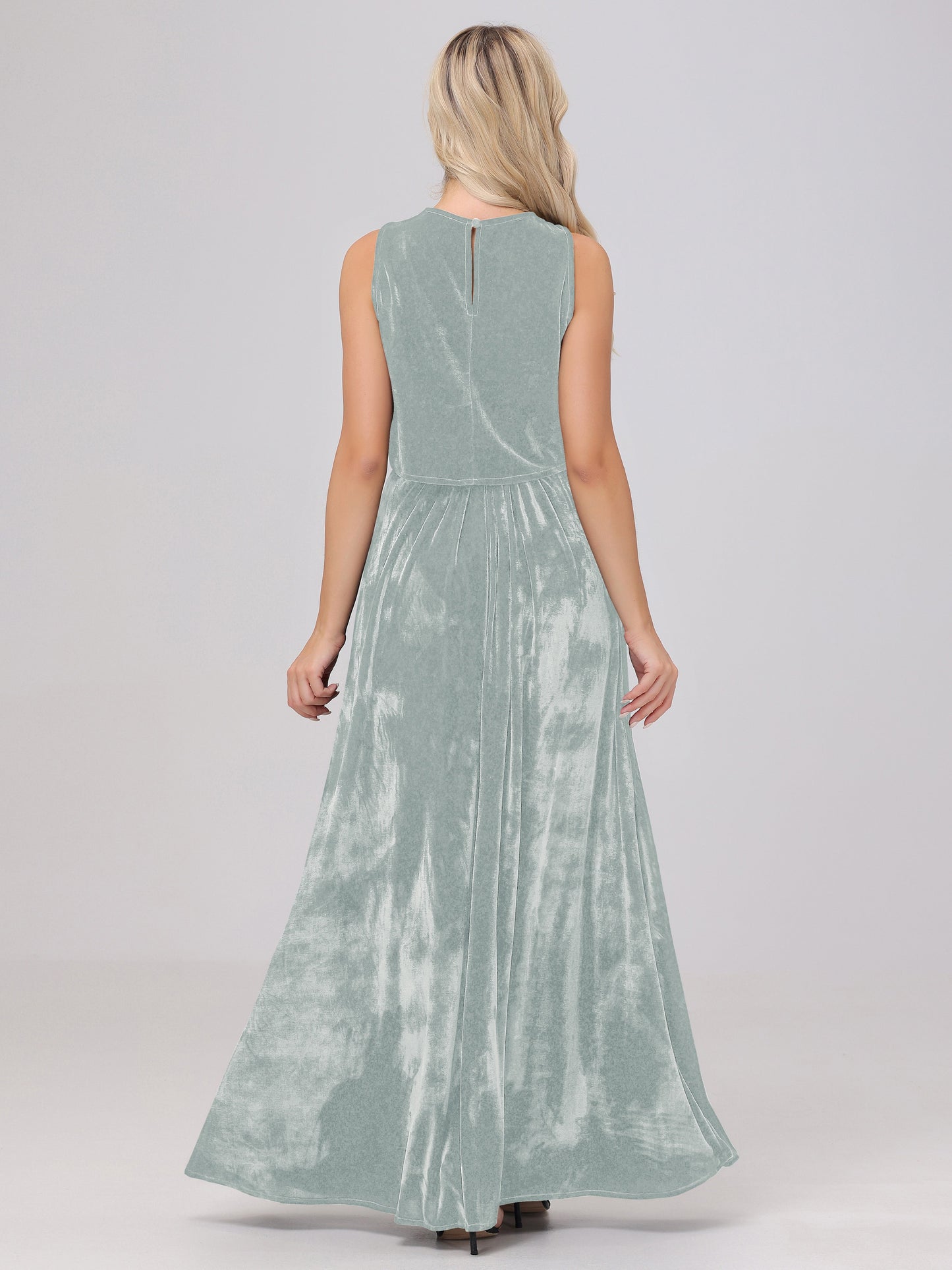 Two-Pieces A-Line Sleeveless Velvet Bridesmaid Dresses