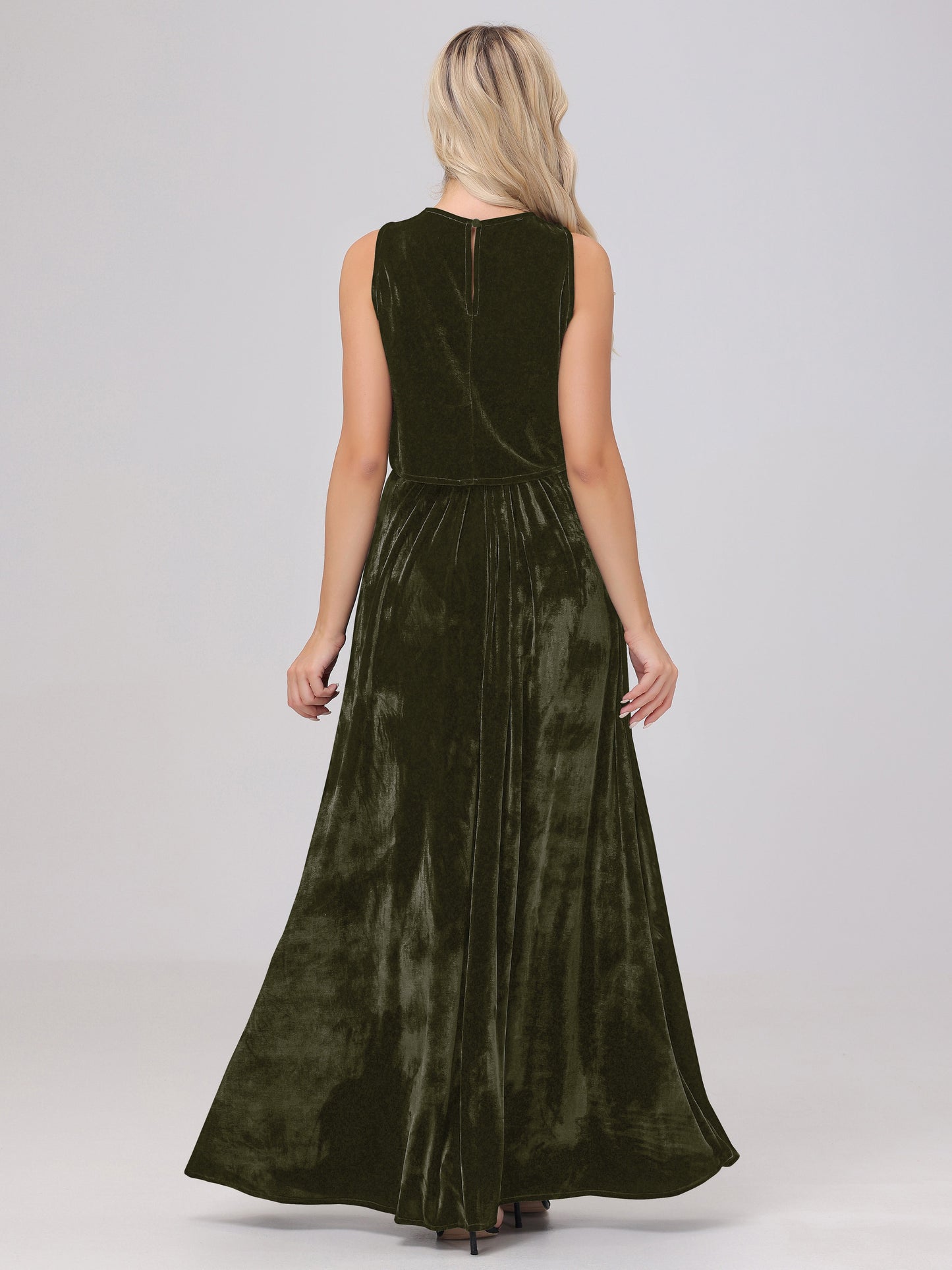 Two-Pieces A-Line Sleeveless Velvet Bridesmaid Dresses