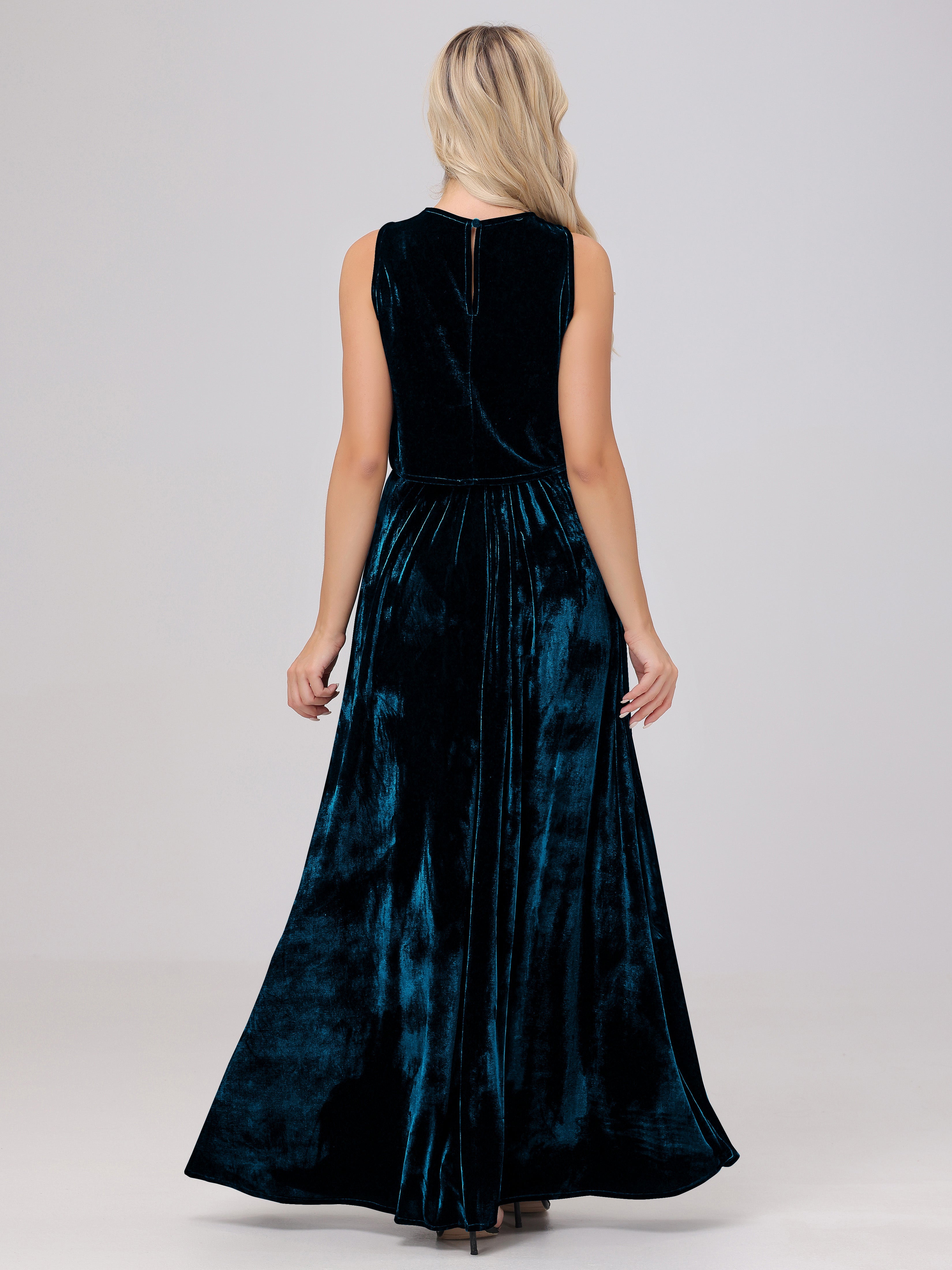 Two-Pieces A-Line Sleeveless Velvet Bridesmaid Dresses