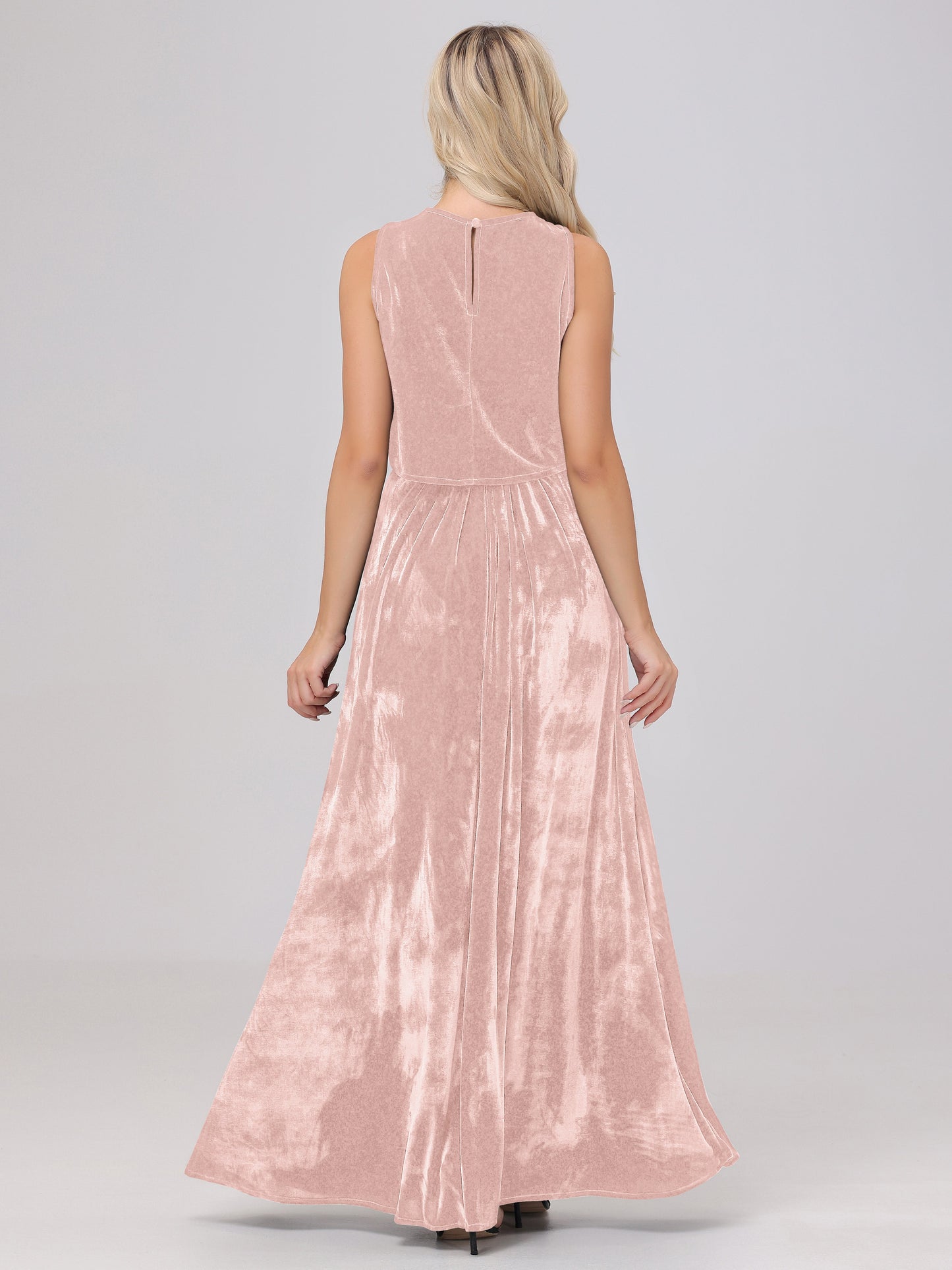 Two-Pieces A-Line Sleeveless Velvet Bridesmaid Dresses