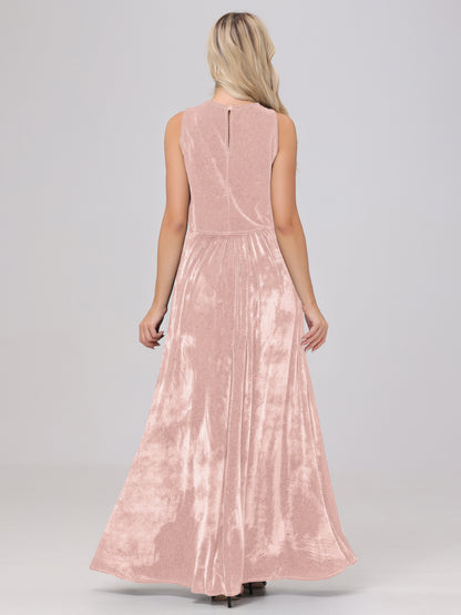 Two-Pieces A-Line Sleeveless Velvet Bridesmaid Dresses