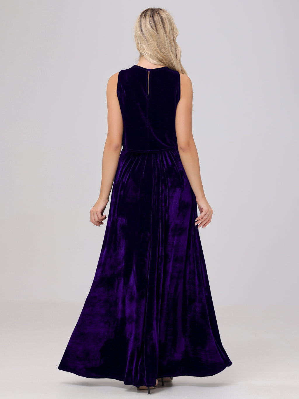 Two-Pieces A-Line Sleeveless Velvet Bridesmaid Dresses