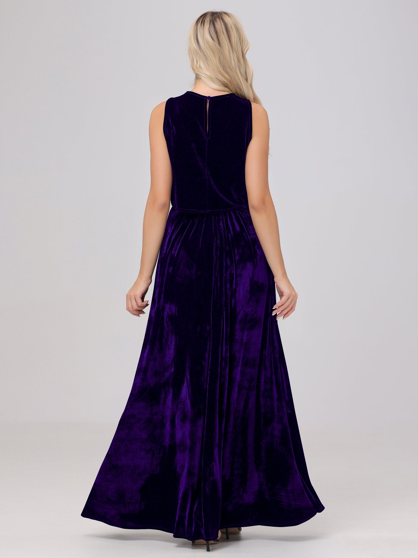 Two-Pieces A-Line Sleeveless Velvet Bridesmaid Dresses