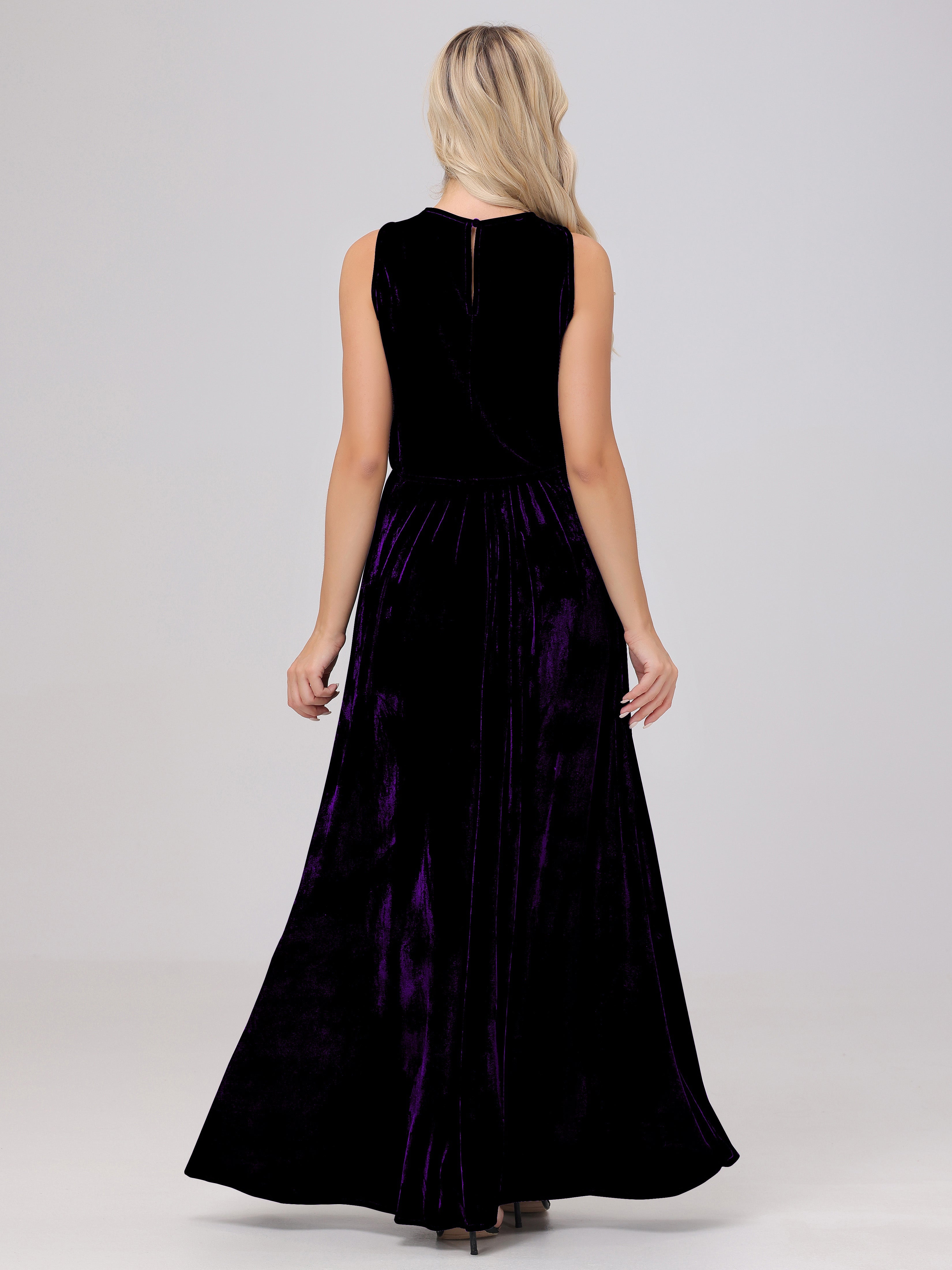 Two-Pieces A-Line Sleeveless Velvet Bridesmaid Dresses