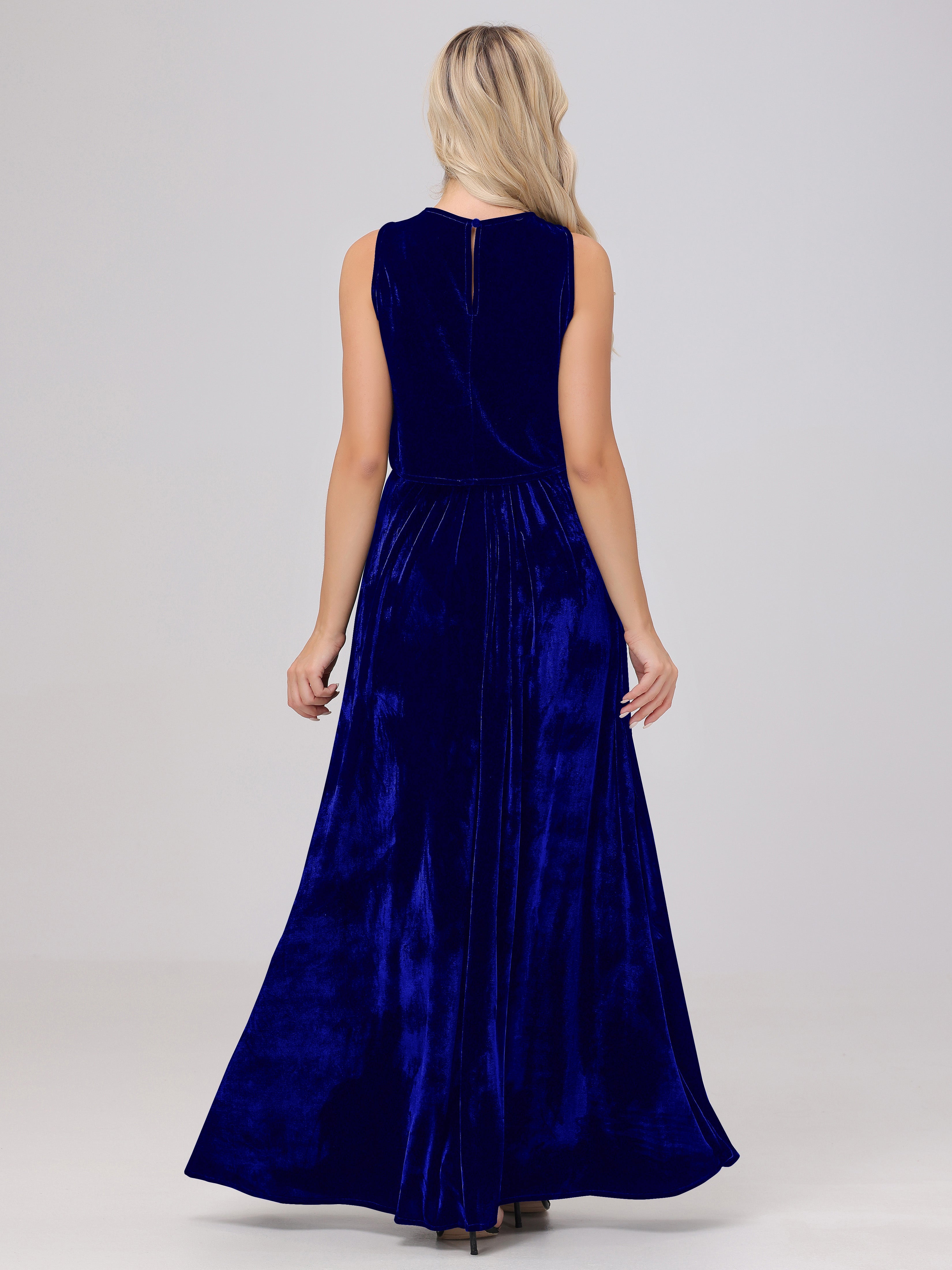 Two-Pieces A-Line Sleeveless Velvet Bridesmaid Dresses