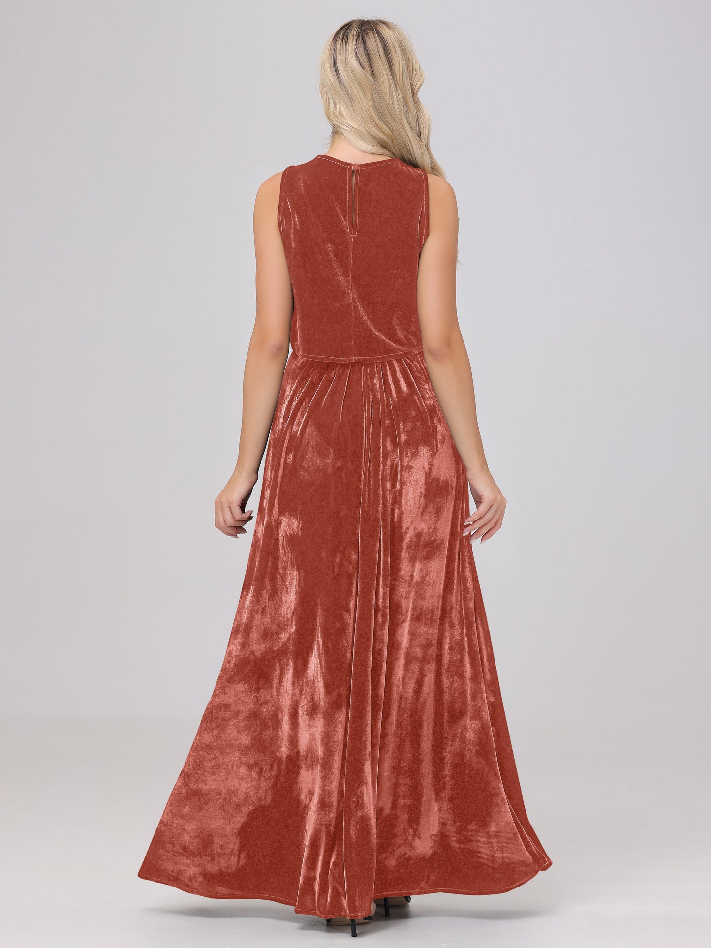 Two-Pieces A-Line Sleeveless Velvet Bridesmaid Dresses