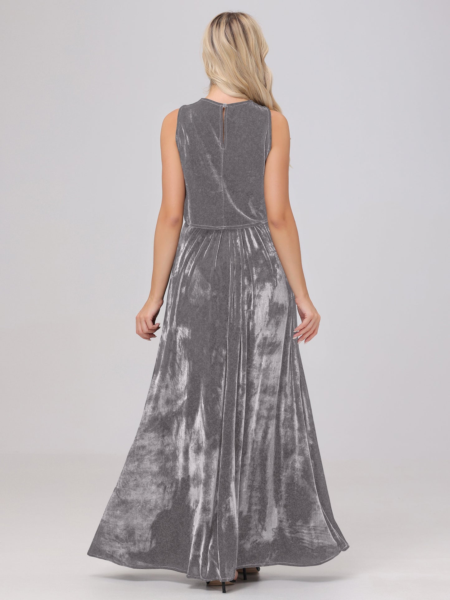 Two-Pieces A-Line Sleeveless Velvet Bridesmaid Dresses