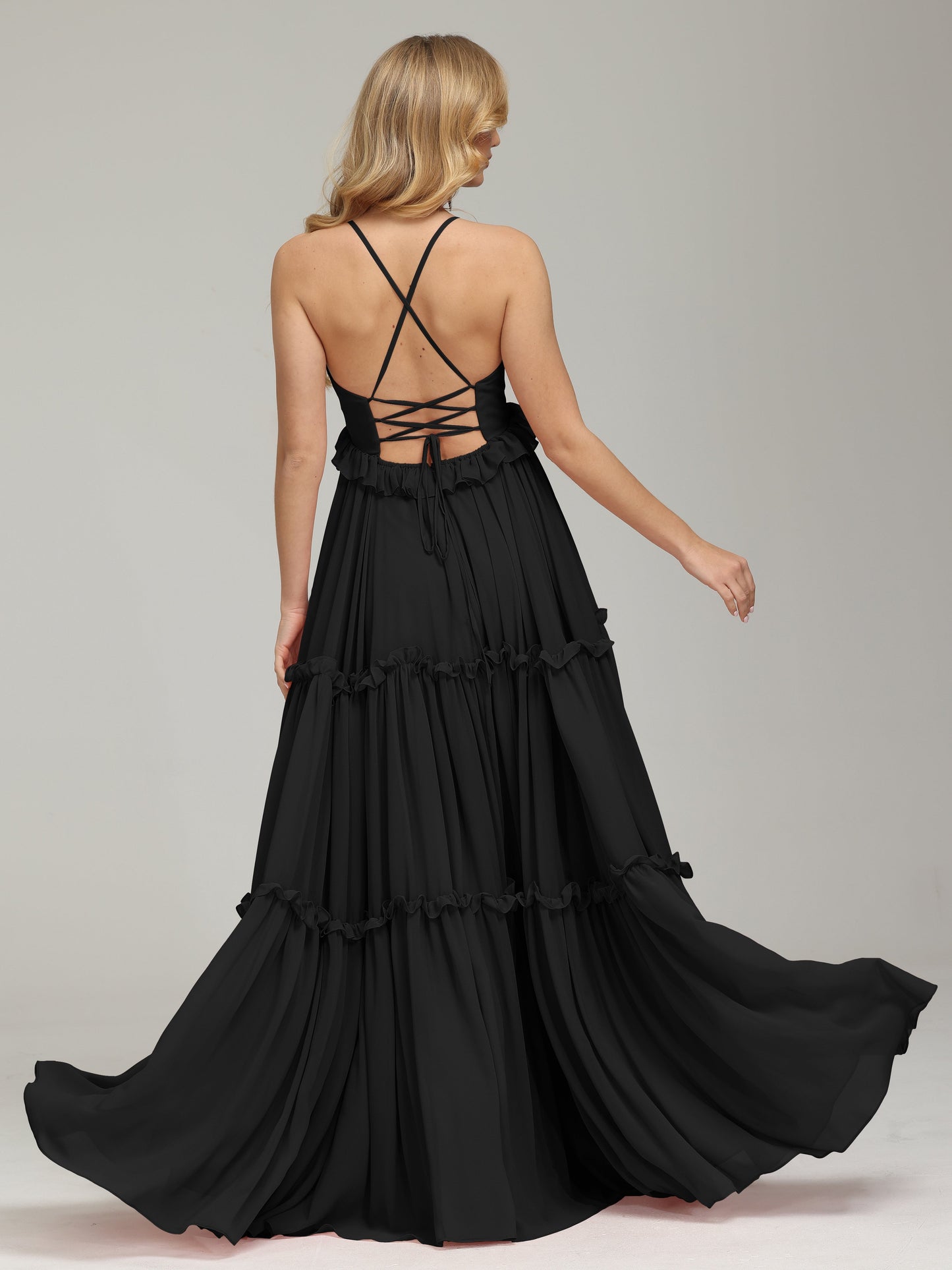 V-neck Empire Waist Chiffon Bridesmaid Dress