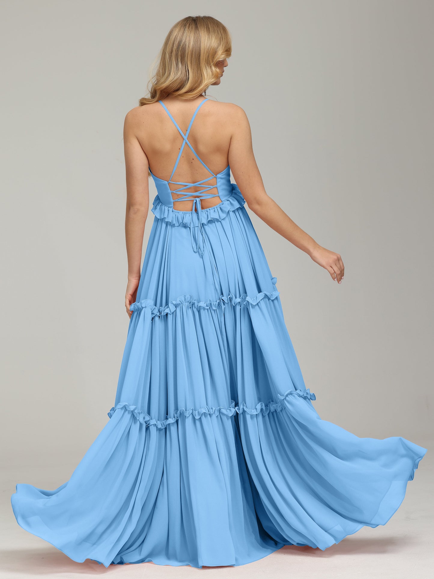 V-neck Empire Waist Chiffon Bridesmaid Dress