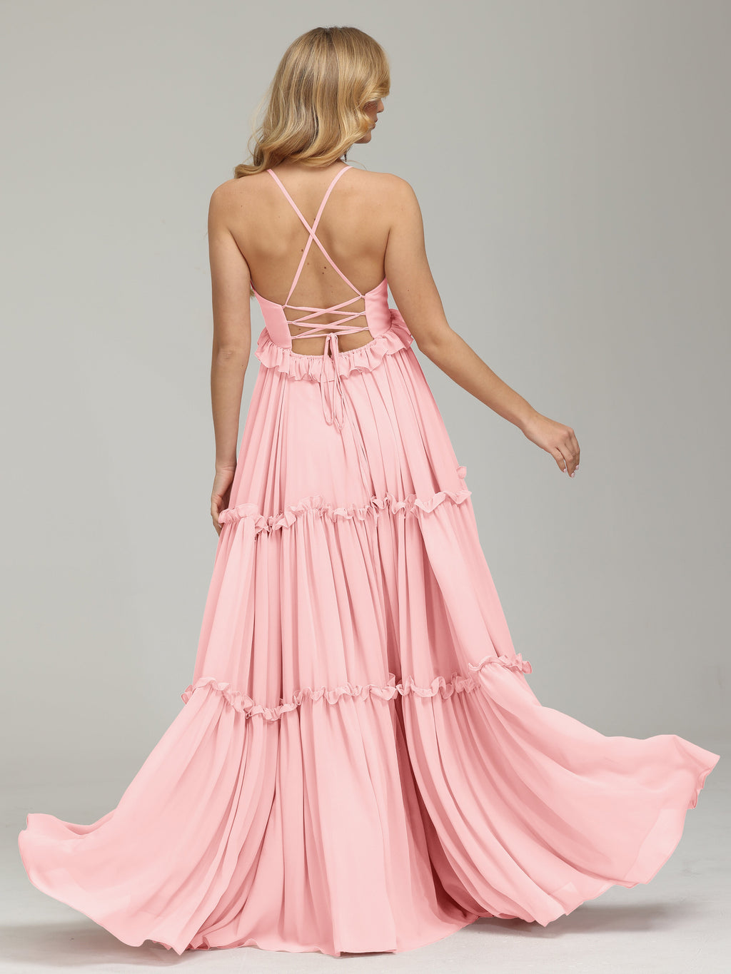 V-neck Empire Waist Chiffon Bridesmaid Dress