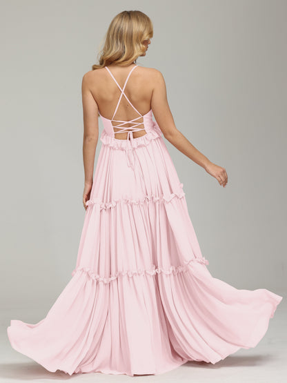 V-neck Empire Waist Chiffon Bridesmaid Dress