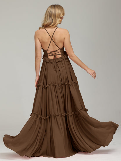 V-neck Empire Waist Chiffon Bridesmaid Dress