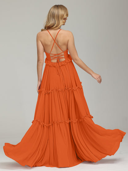 V-neck Empire Waist Chiffon Bridesmaid Dress