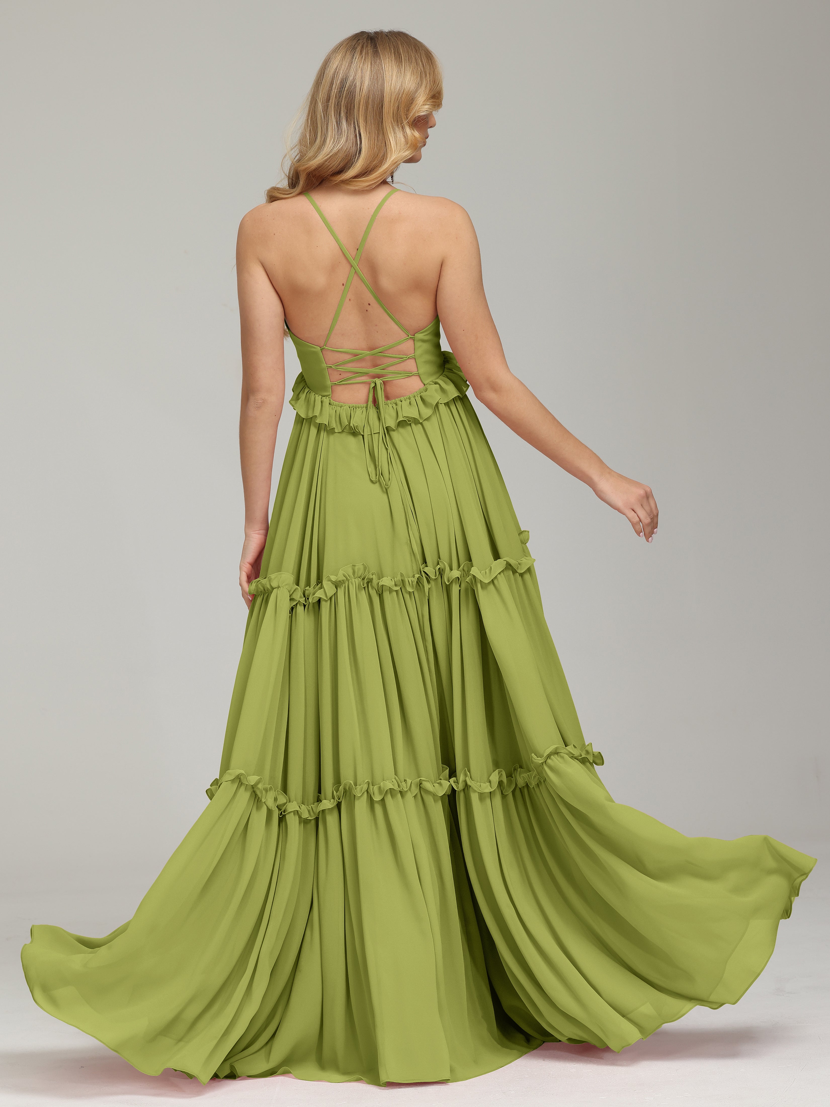 V-neck Empire Waist Chiffon Bridesmaid Dress