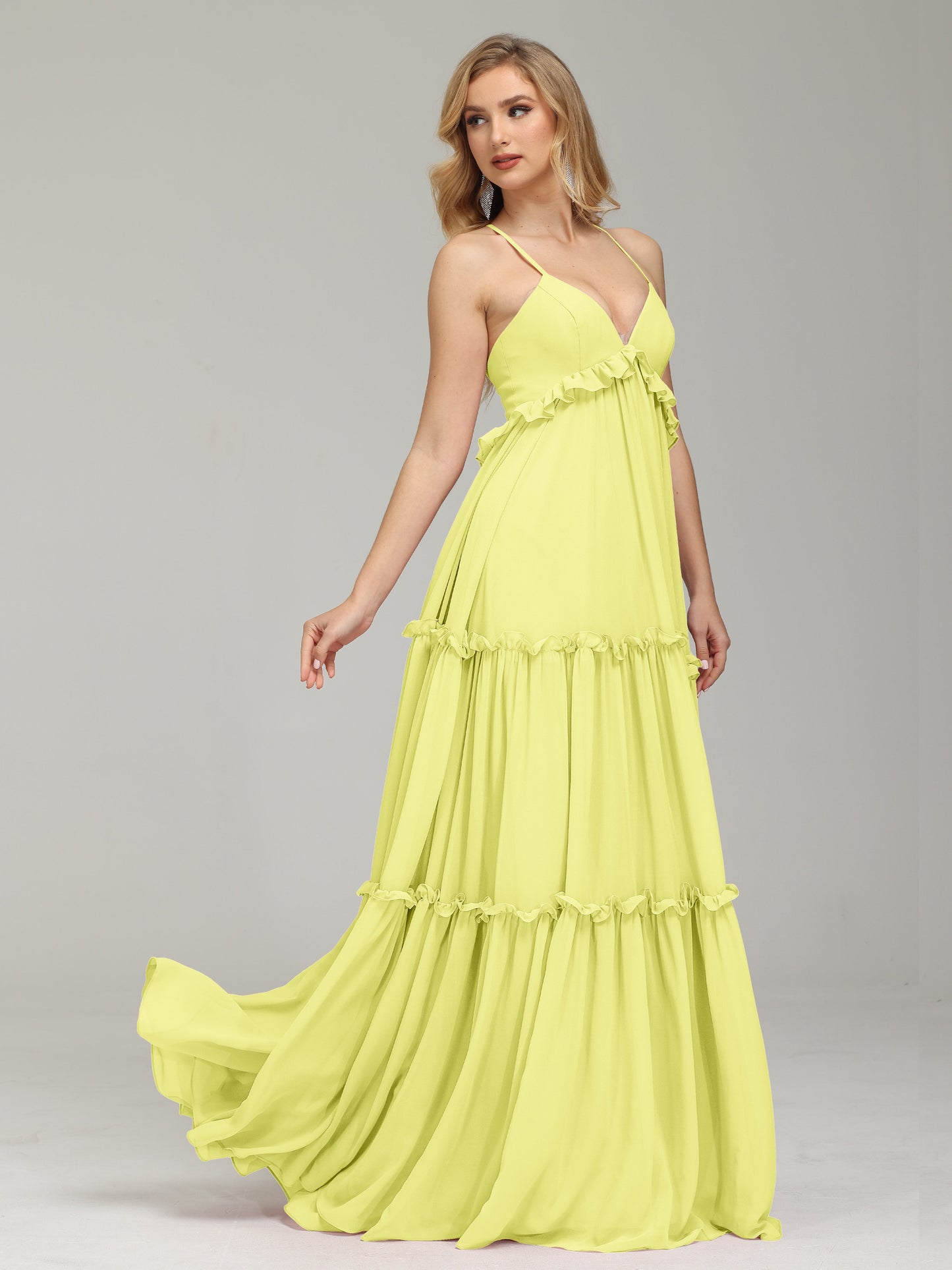 V-neck Empire Waist Chiffon Bridesmaid Dress