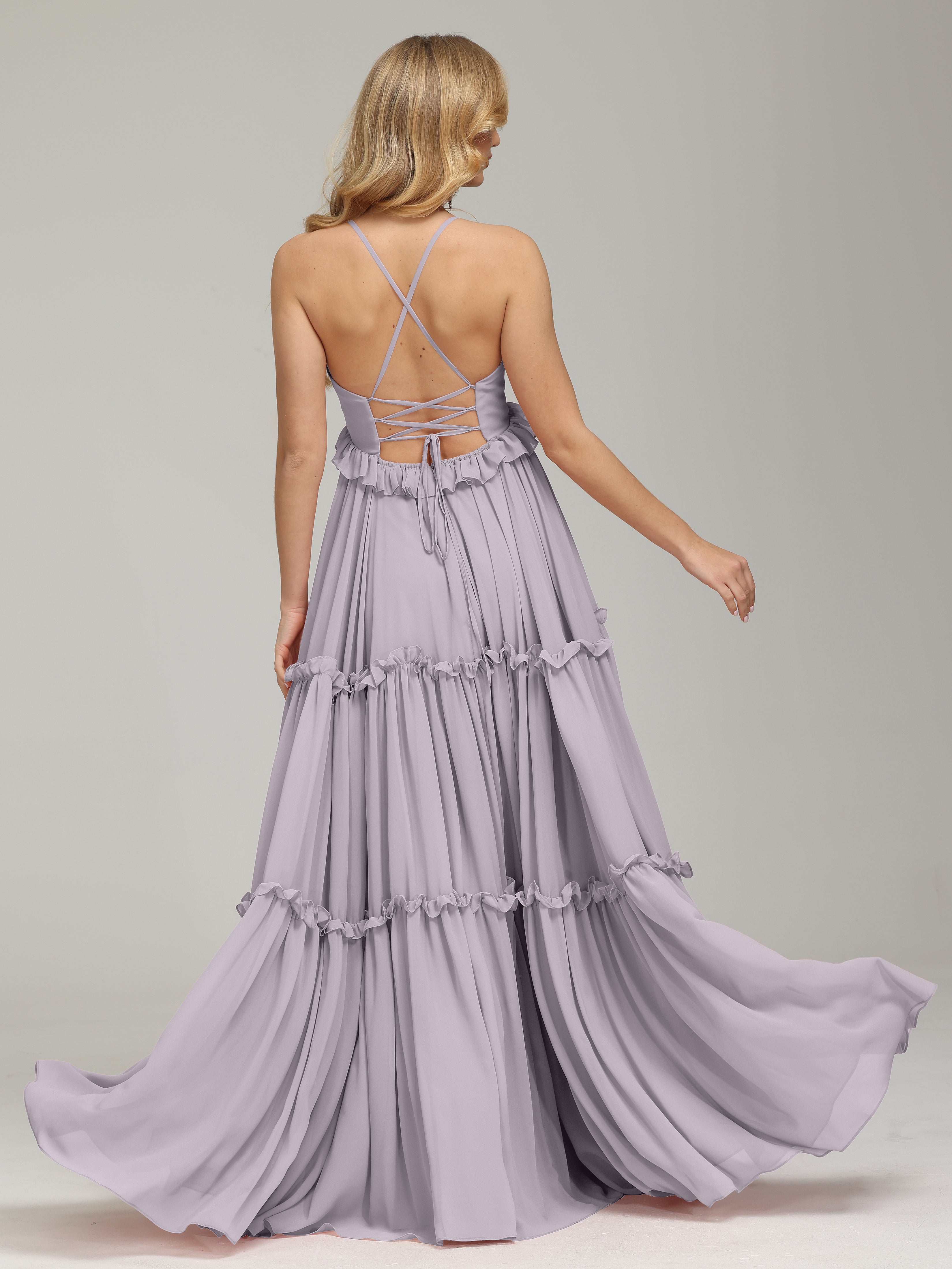 V-neck Empire Waist Chiffon Bridesmaid Dress