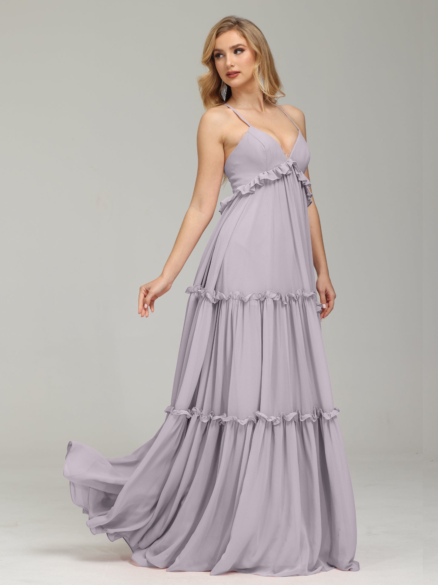 V-neck Empire Waist Chiffon Bridesmaid Dress