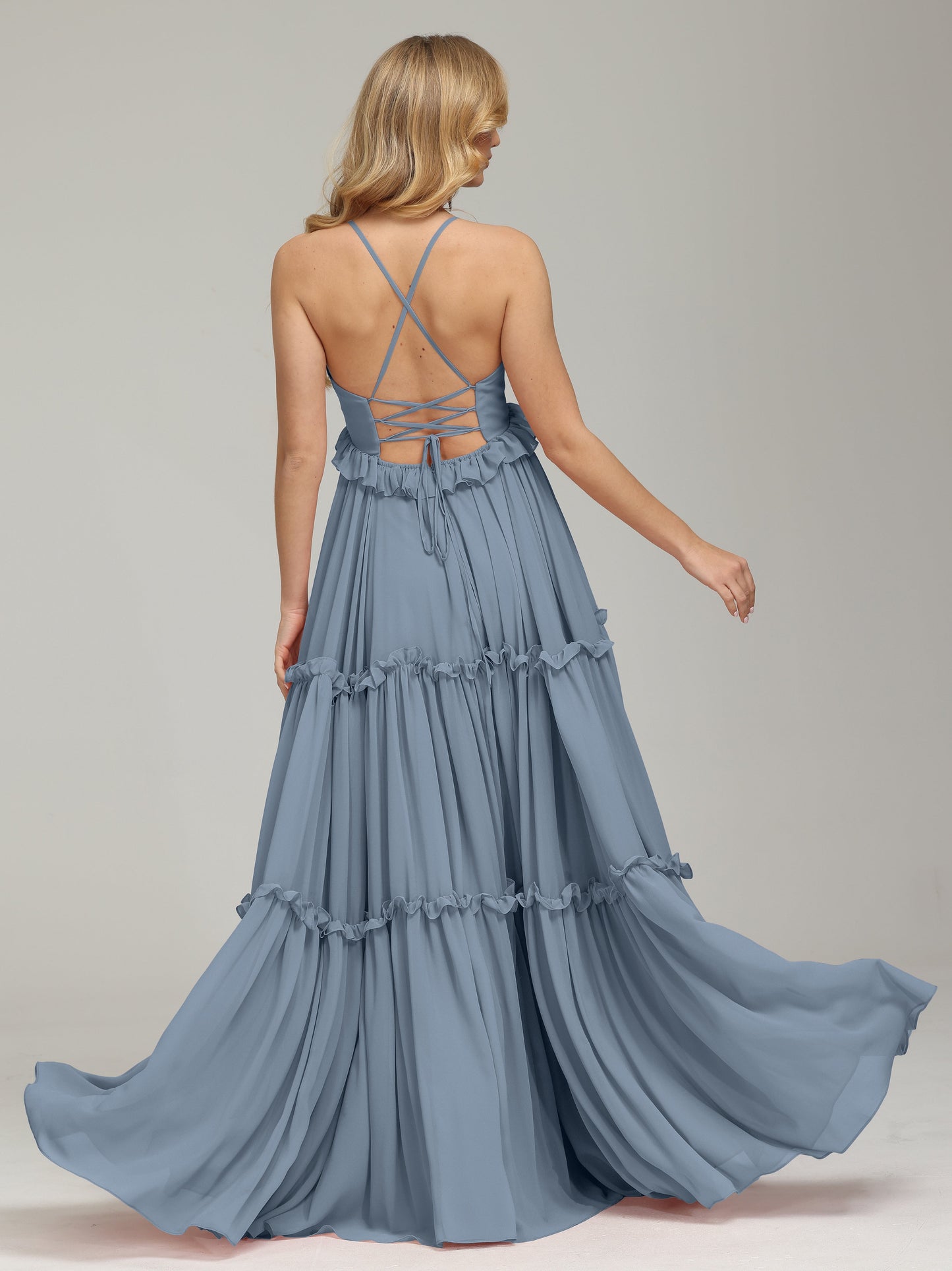 V-neck Empire Waist Chiffon Bridesmaid Dress