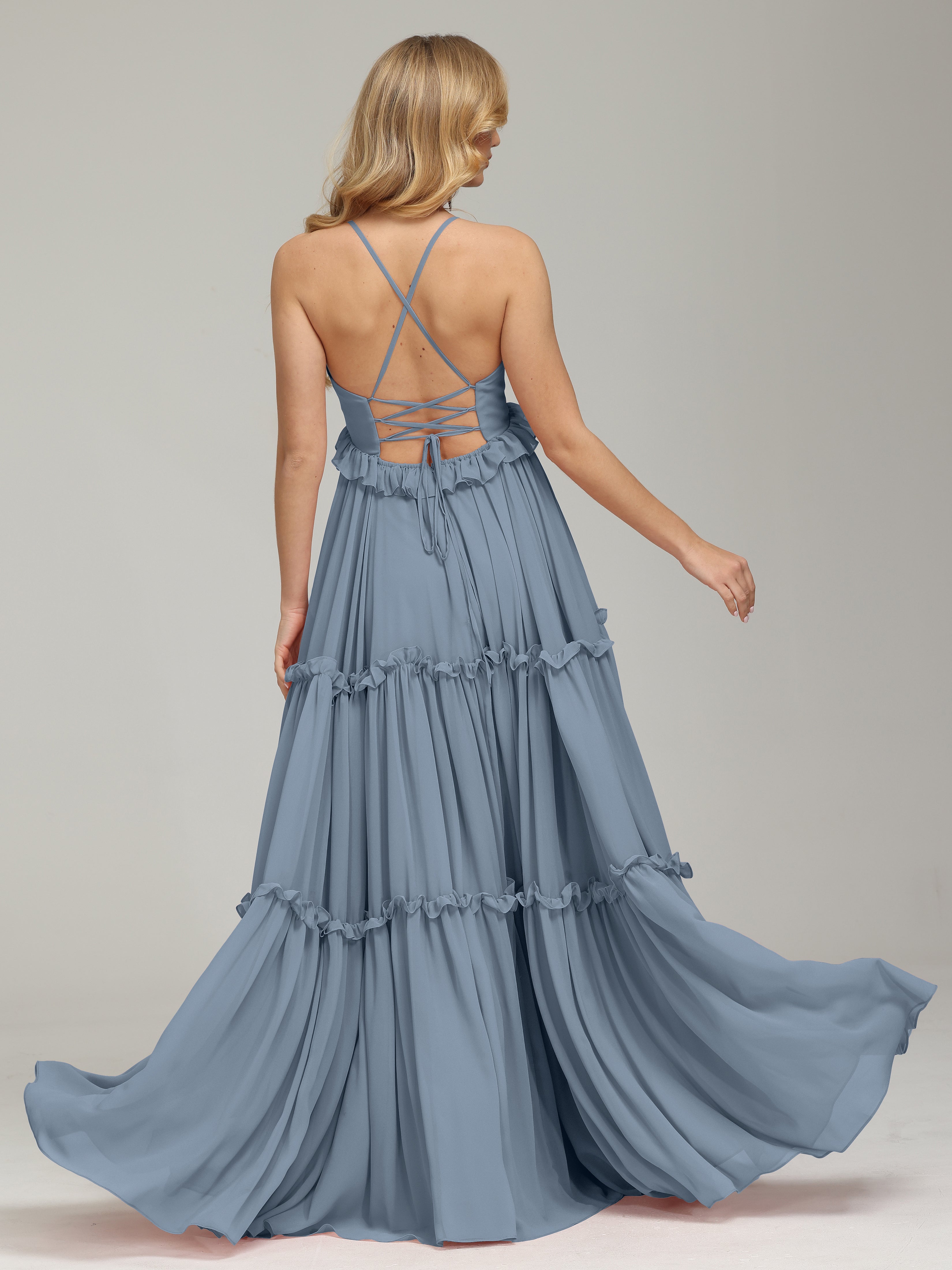 V-neck Empire Waist Chiffon Bridesmaid Dress
