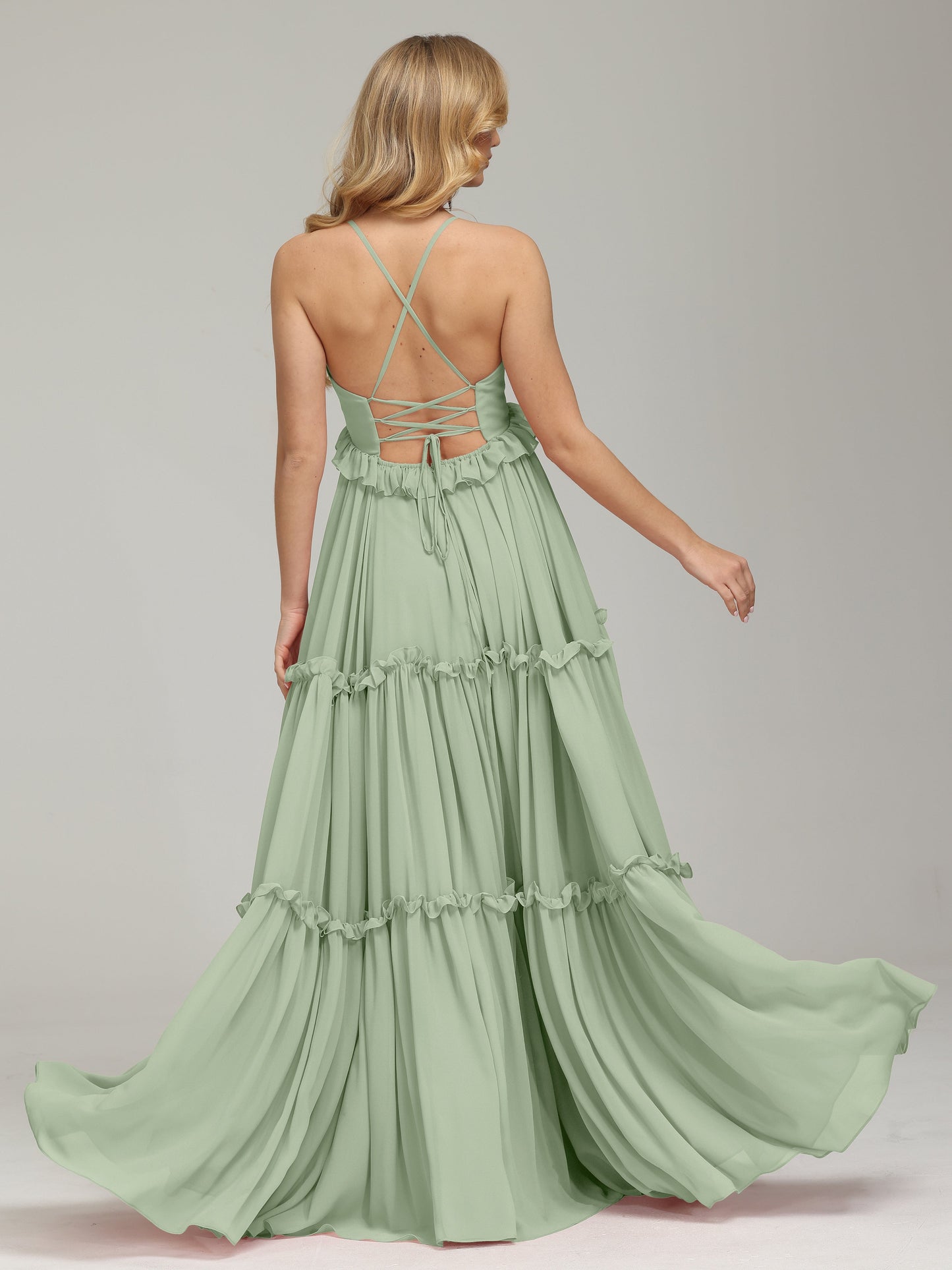 V-neck Empire Waist Chiffon Bridesmaid Dress