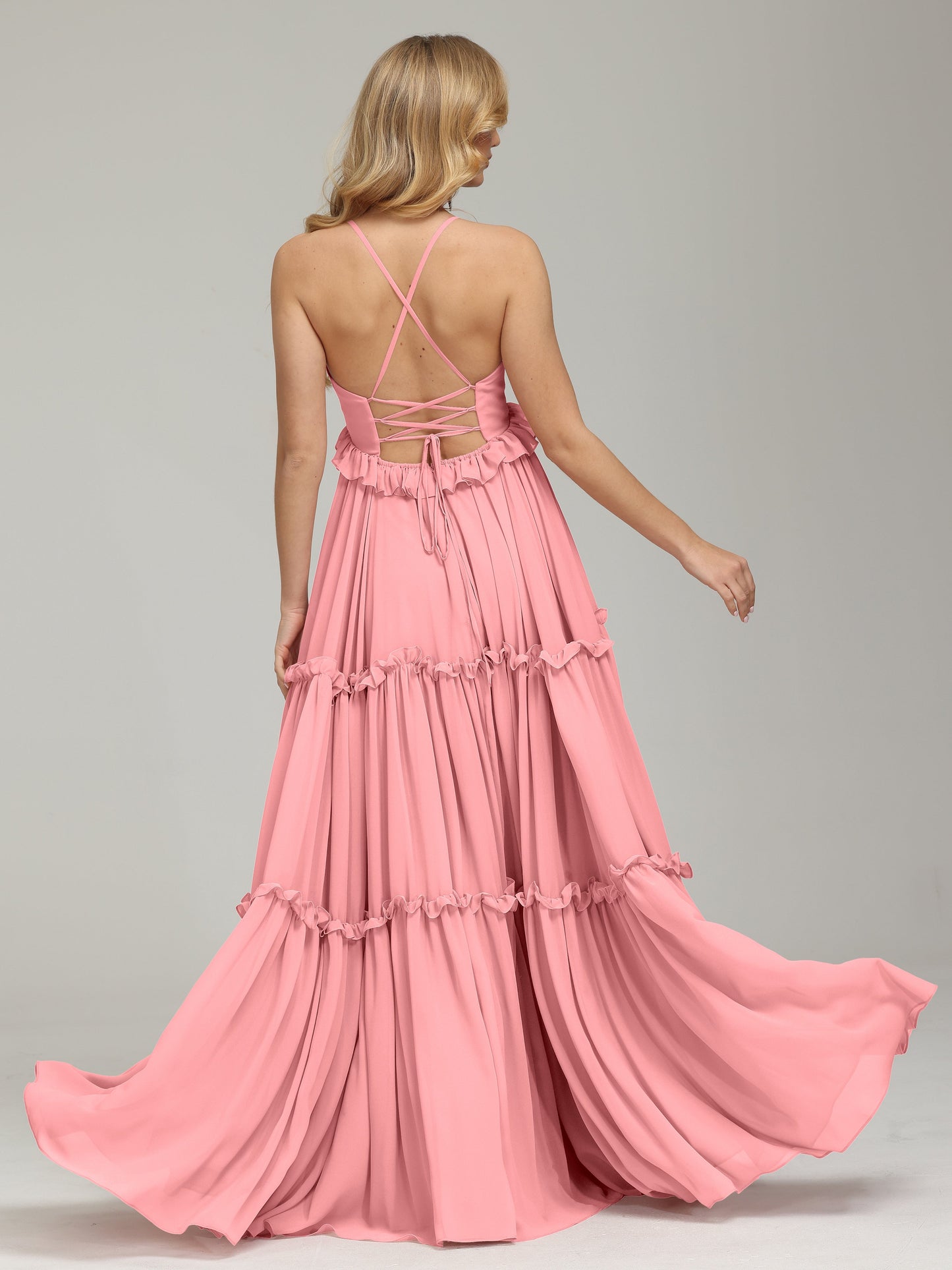 V-neck Empire Waist Chiffon Bridesmaid Dress