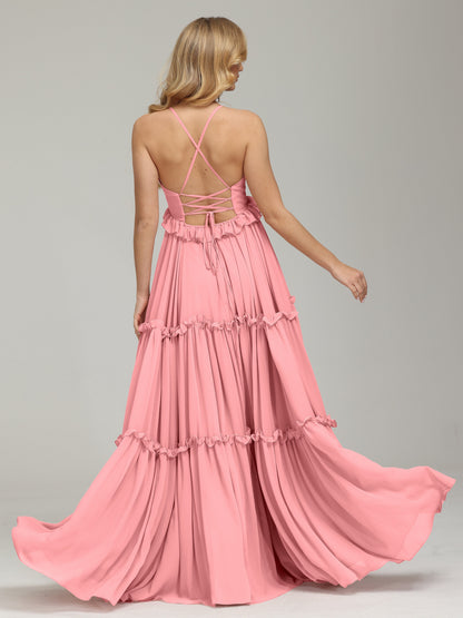 V-neck Empire Waist Chiffon Bridesmaid Dress