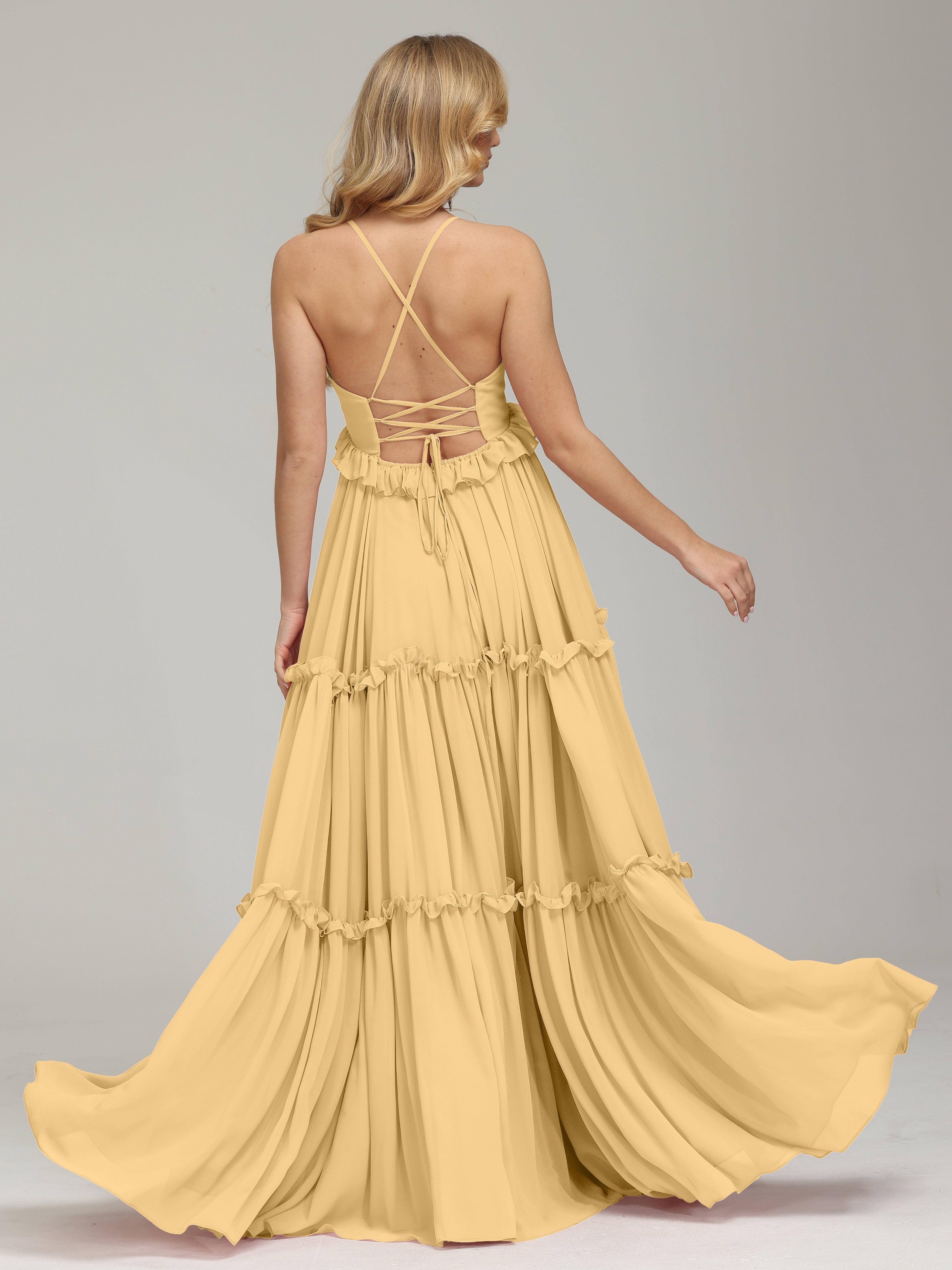V-neck Empire Waist Chiffon Bridesmaid Dress