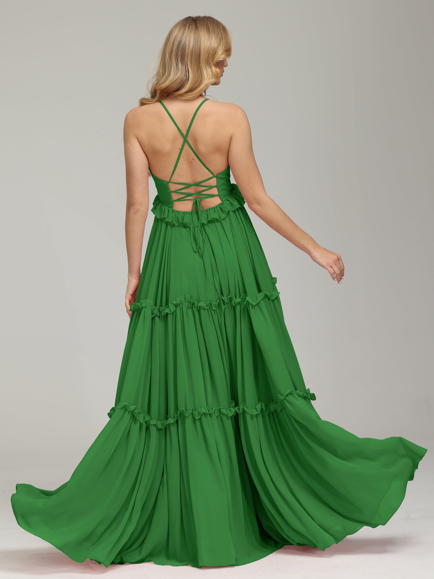 V-neck Empire Waist Chiffon Bridesmaid Dress