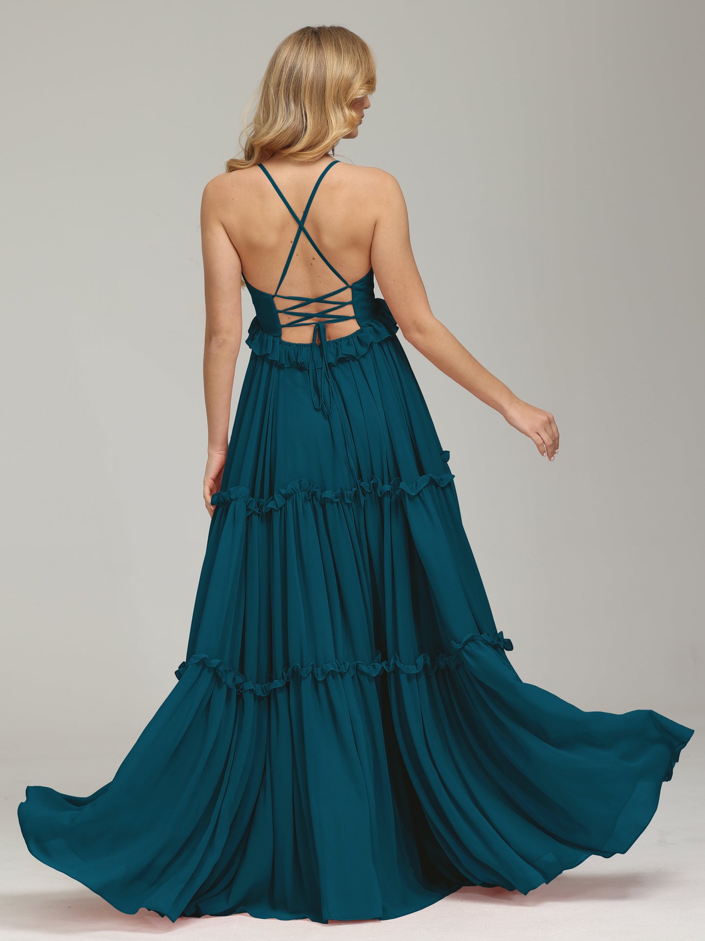 V-neck Empire Waist Chiffon Bridesmaid Dress