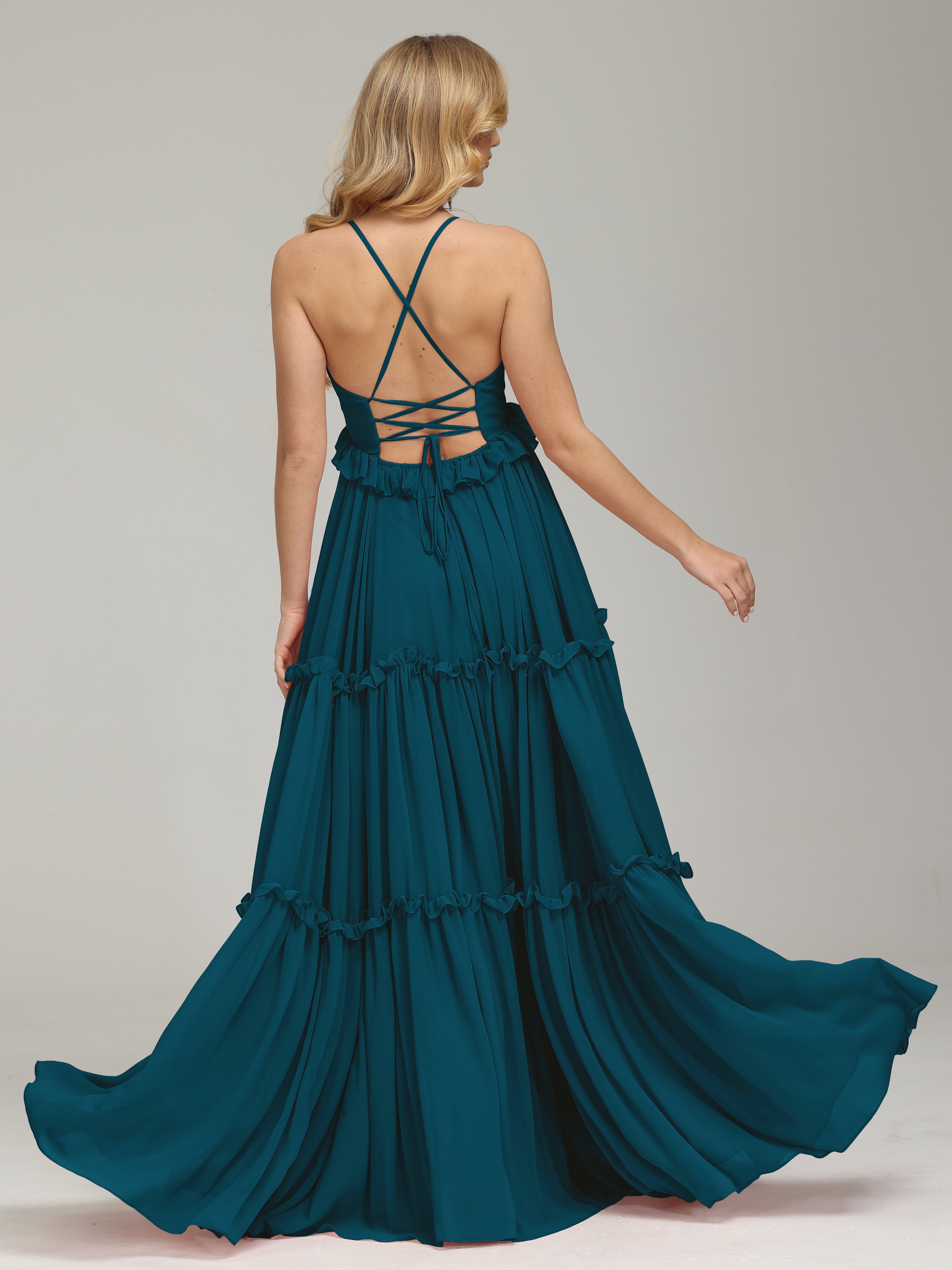 V-neck Empire Waist Chiffon Bridesmaid Dress