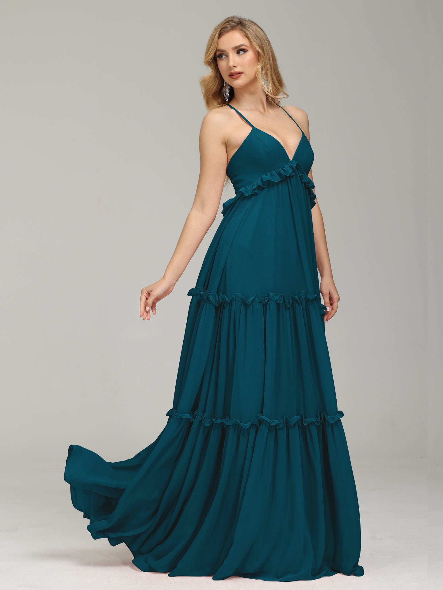 V-neck Empire Waist Chiffon Bridesmaid Dress