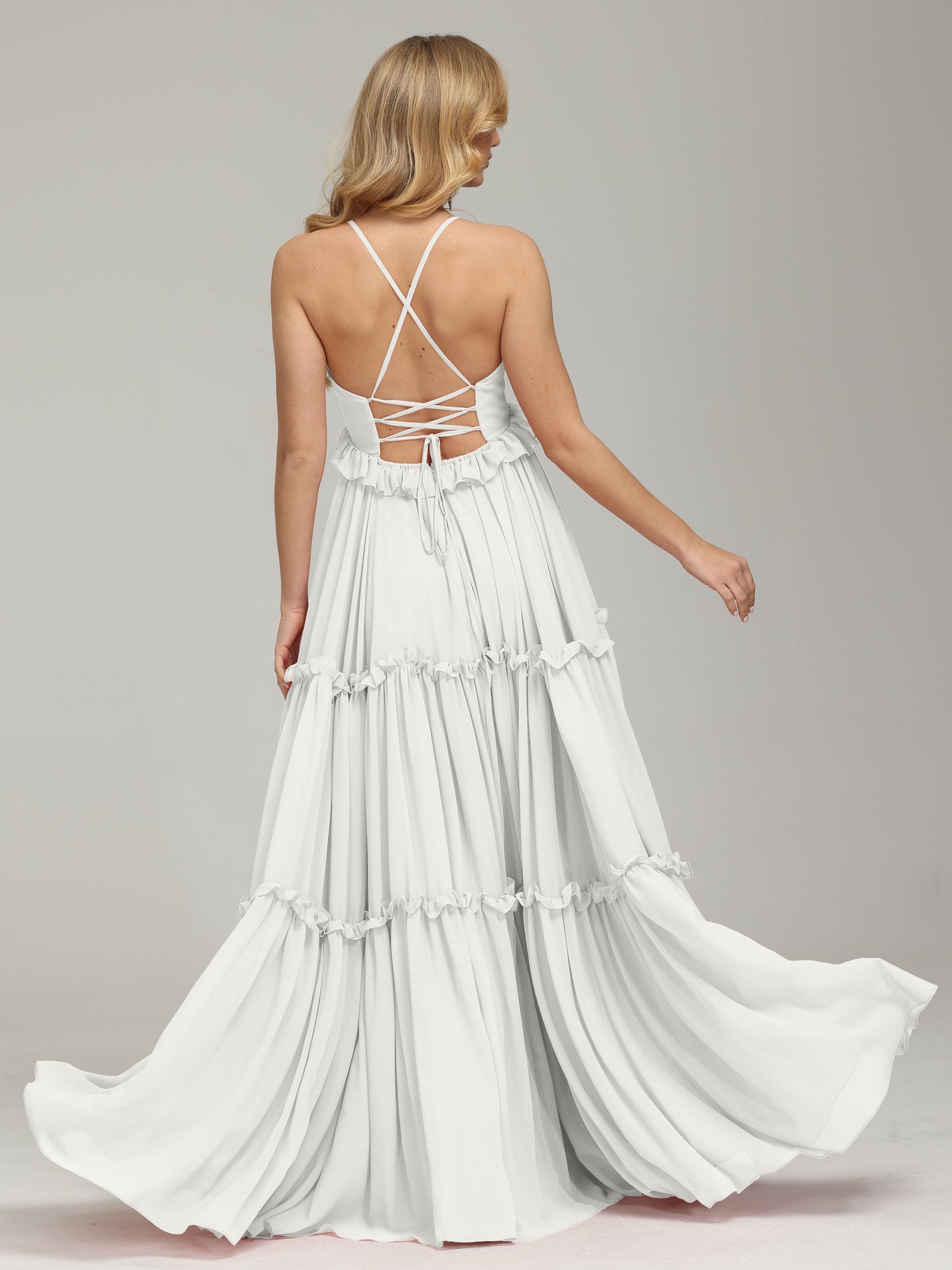 V-neck Empire Waist Chiffon Bridesmaid Dress