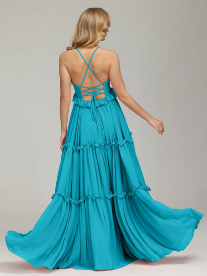 V-neck Empire Waist Chiffon Bridesmaid Dress