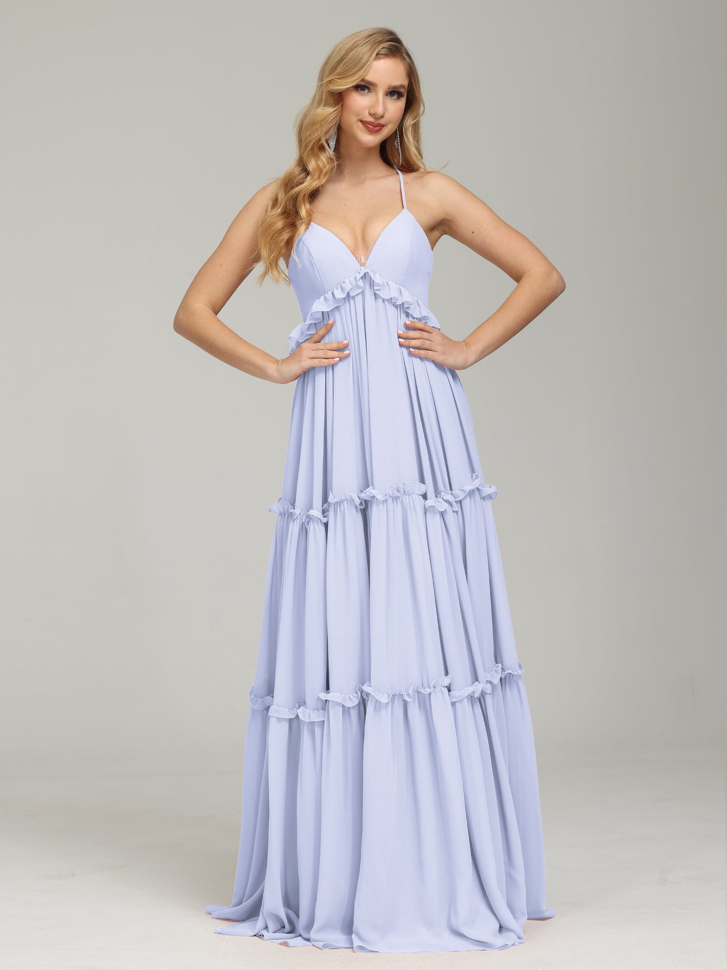 V-neck Empire Waist Chiffon Bridesmaid Dress