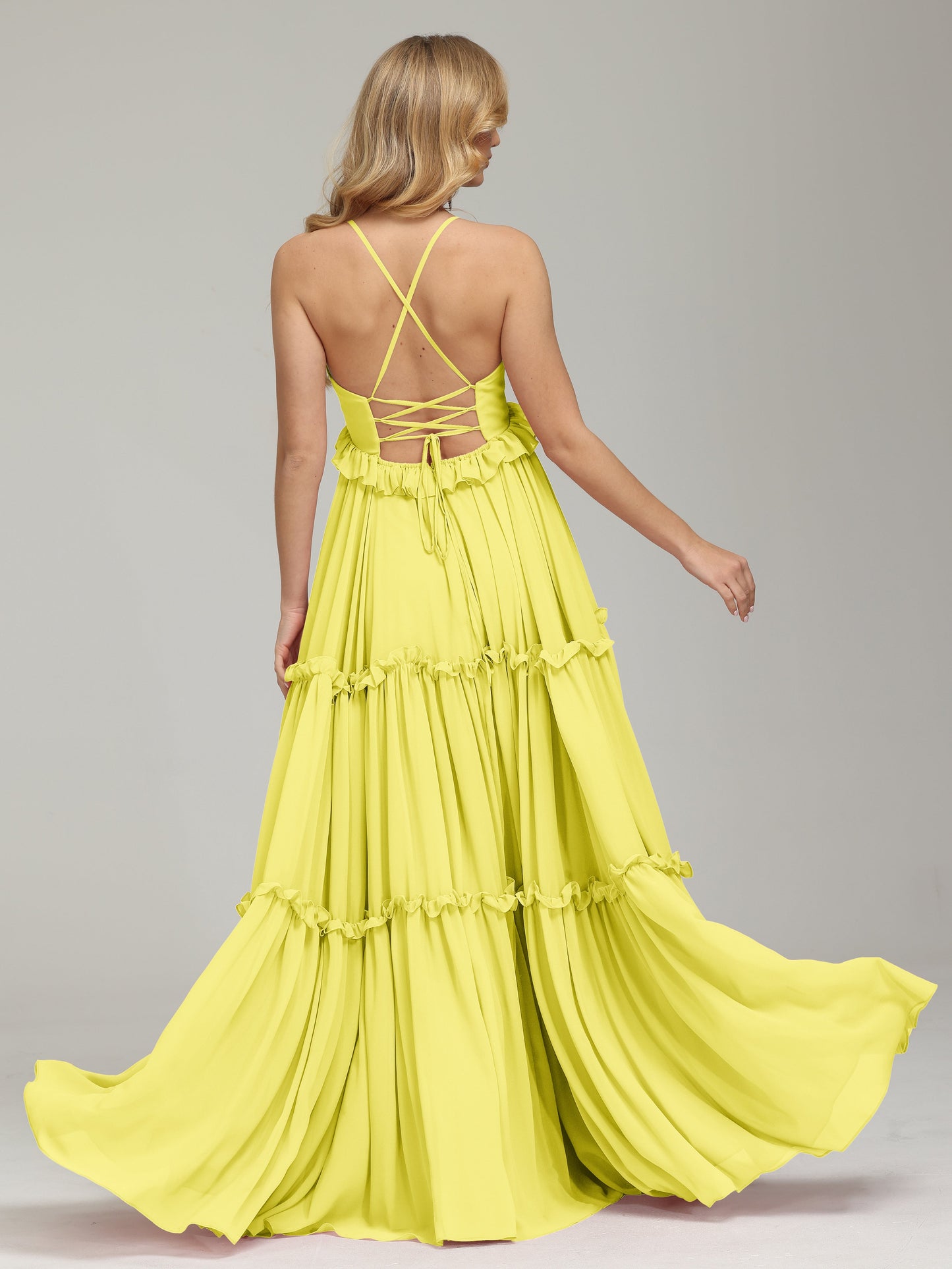 V-neck Empire Waist Chiffon Bridesmaid Dress