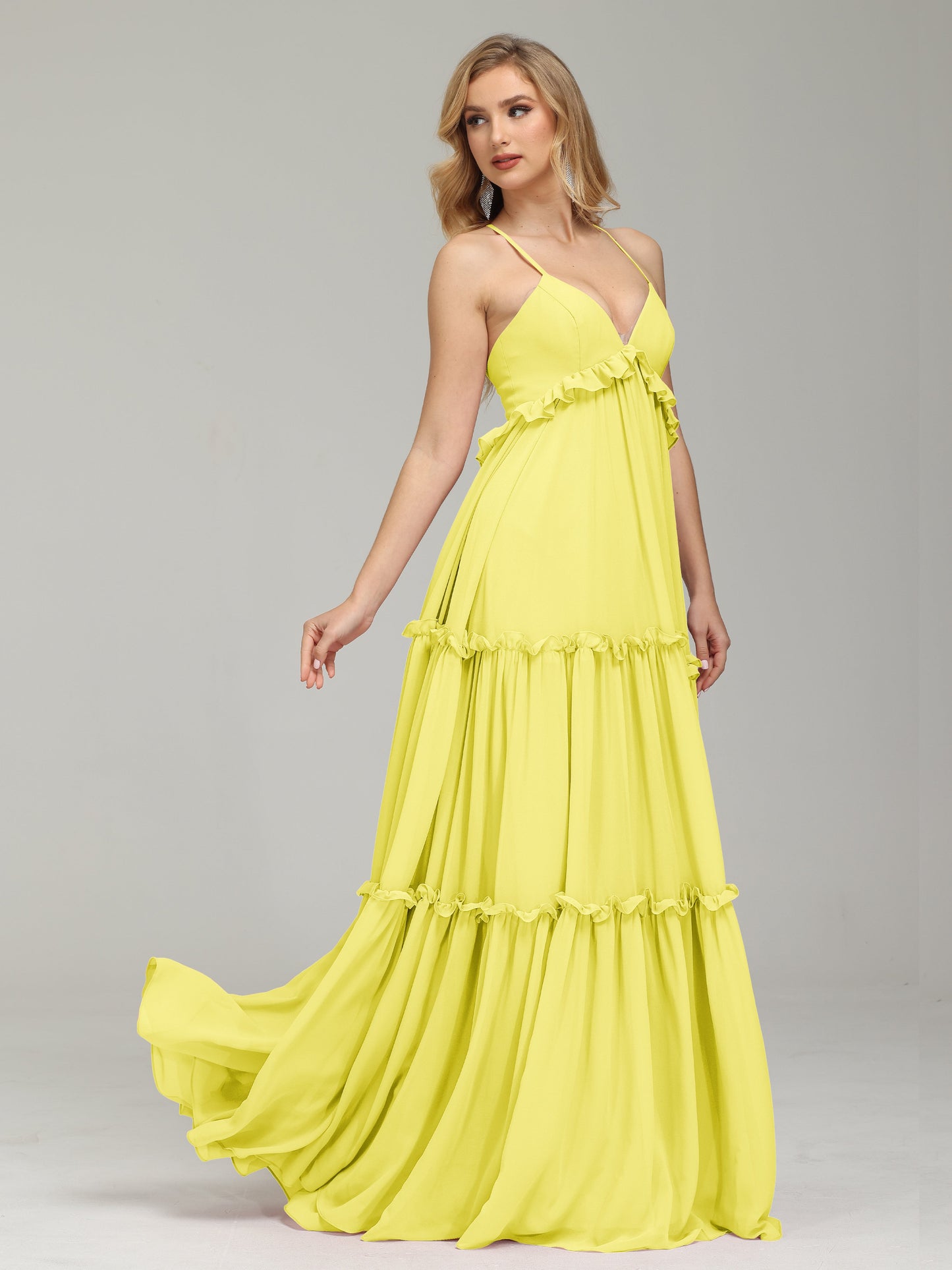 V-neck Empire Waist Chiffon Bridesmaid Dress