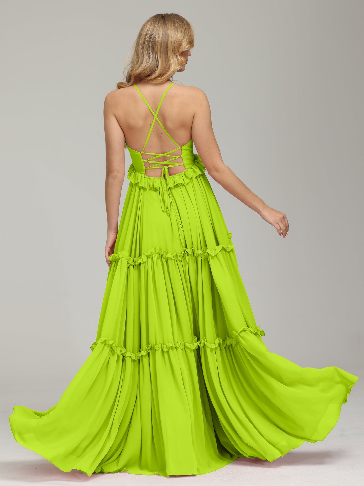 V-neck Empire Waist Chiffon Bridesmaid Dress