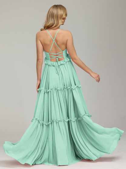 V-neck Empire Waist Chiffon Bridesmaid Dress