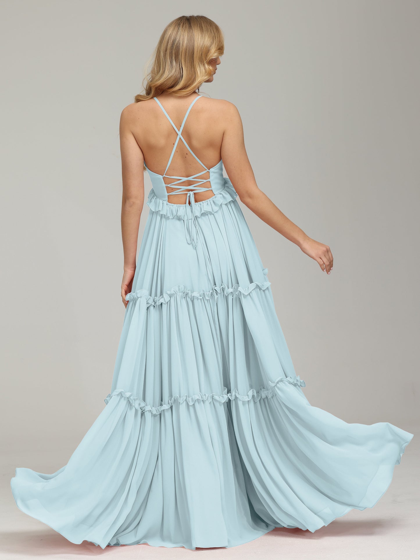 V-neck Empire Waist Chiffon Bridesmaid Dress