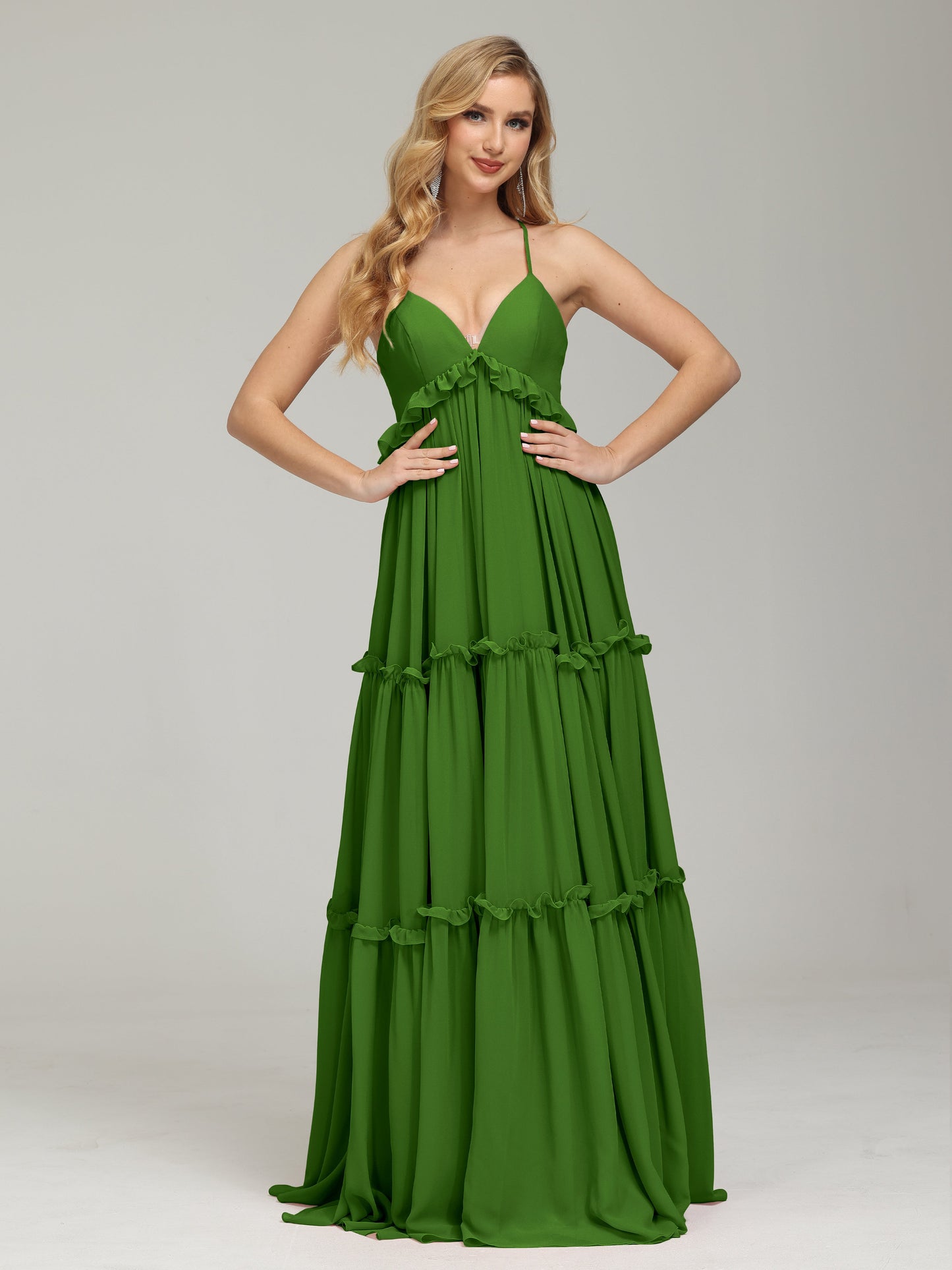 V-neck Empire Waist Chiffon Bridesmaid Dress
