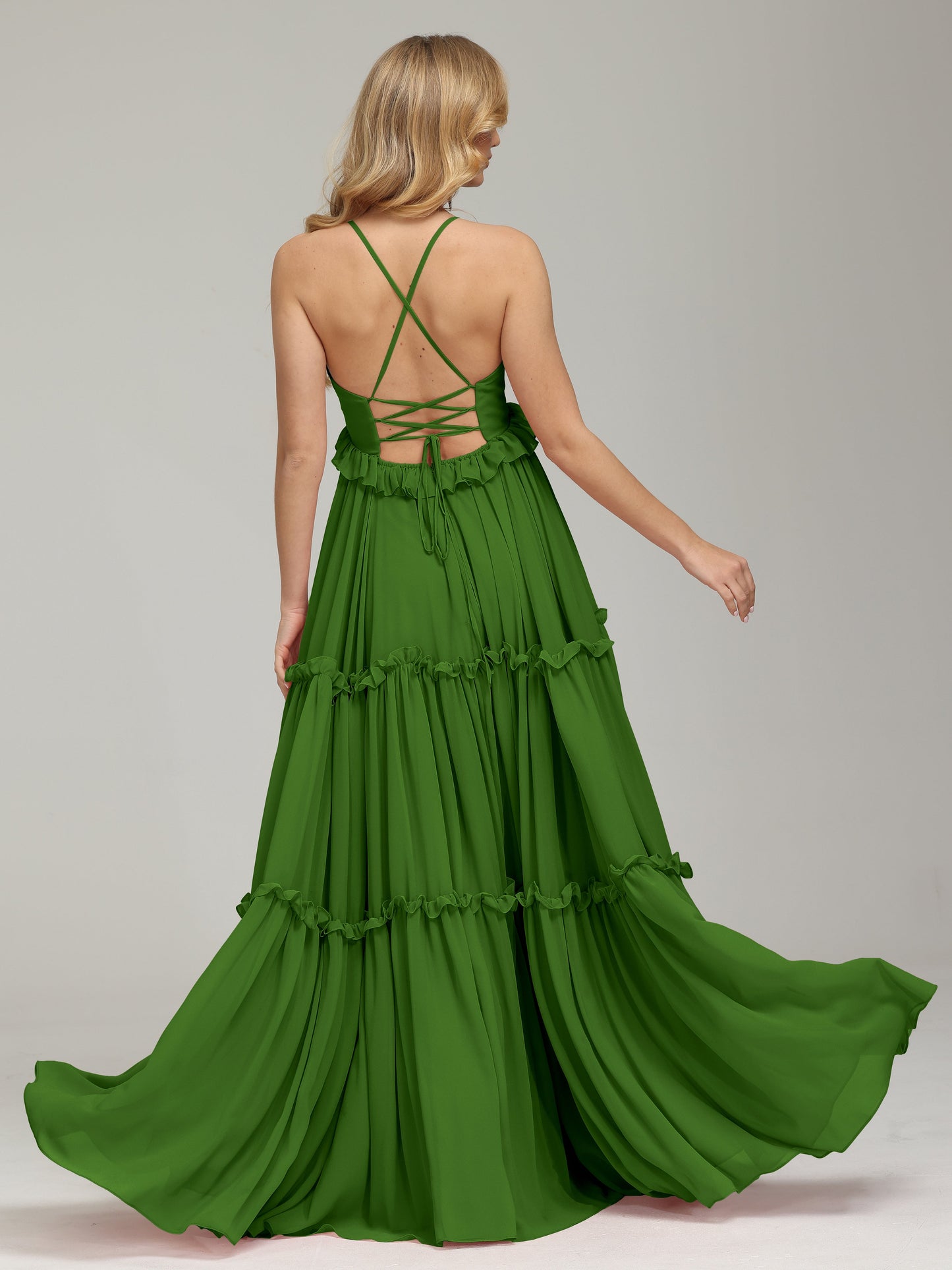 V-neck Empire Waist Chiffon Bridesmaid Dress