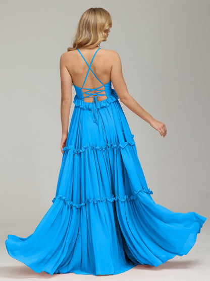 V-neck Empire Waist Chiffon Bridesmaid Dress