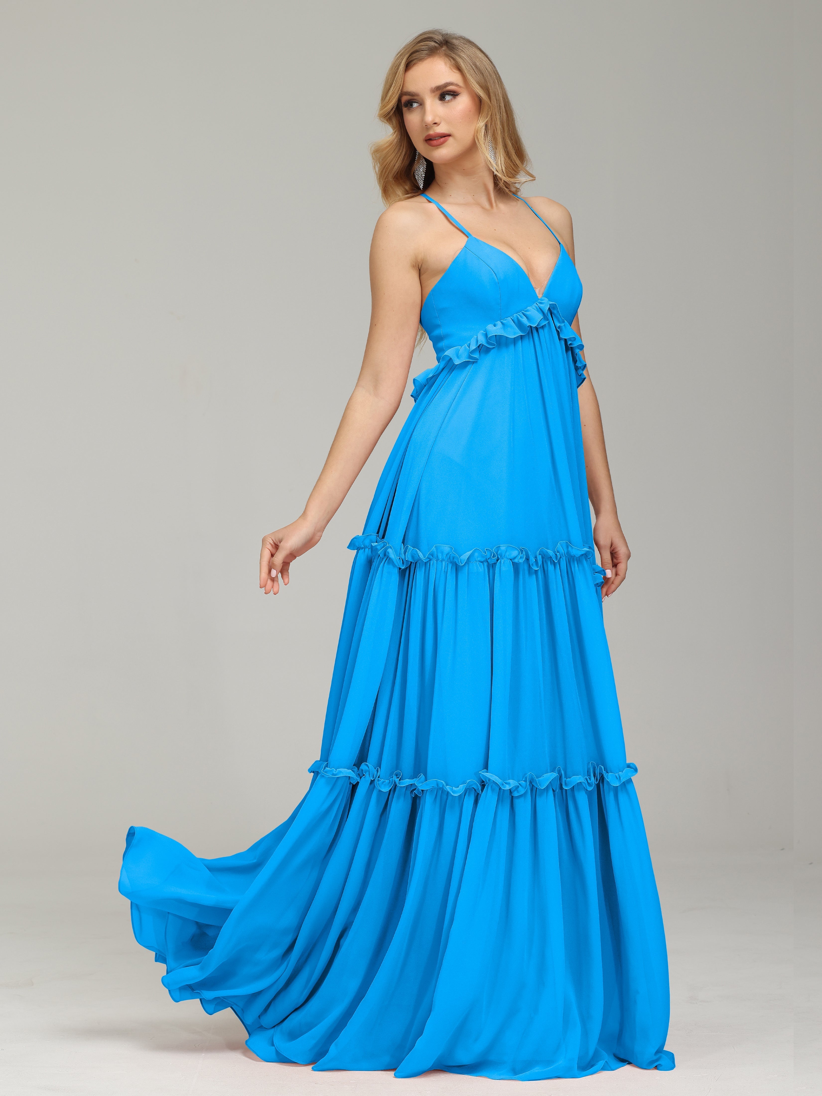 V-neck Empire Waist Chiffon Bridesmaid Dress