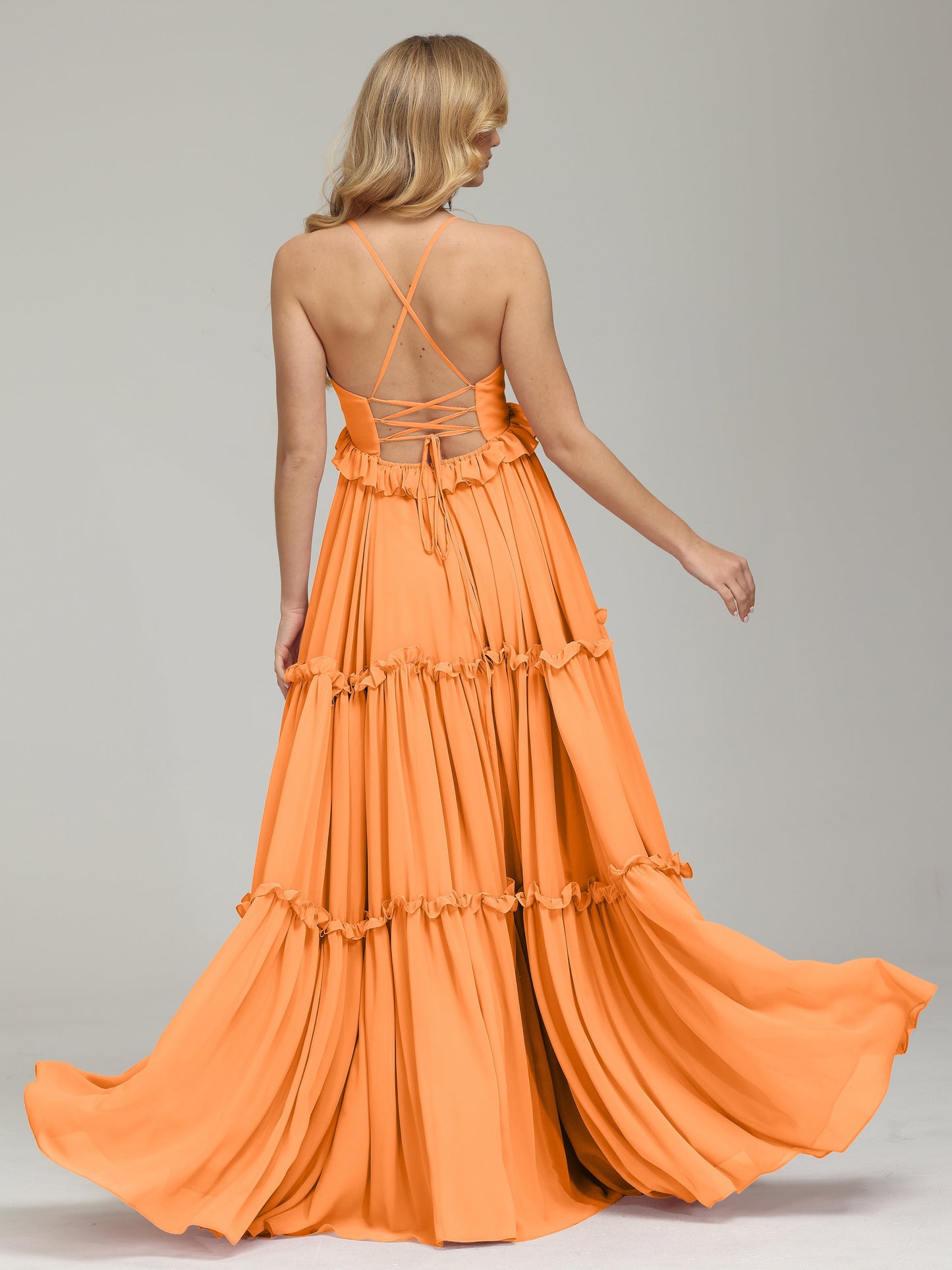 V-neck Empire Waist Chiffon Bridesmaid Dress