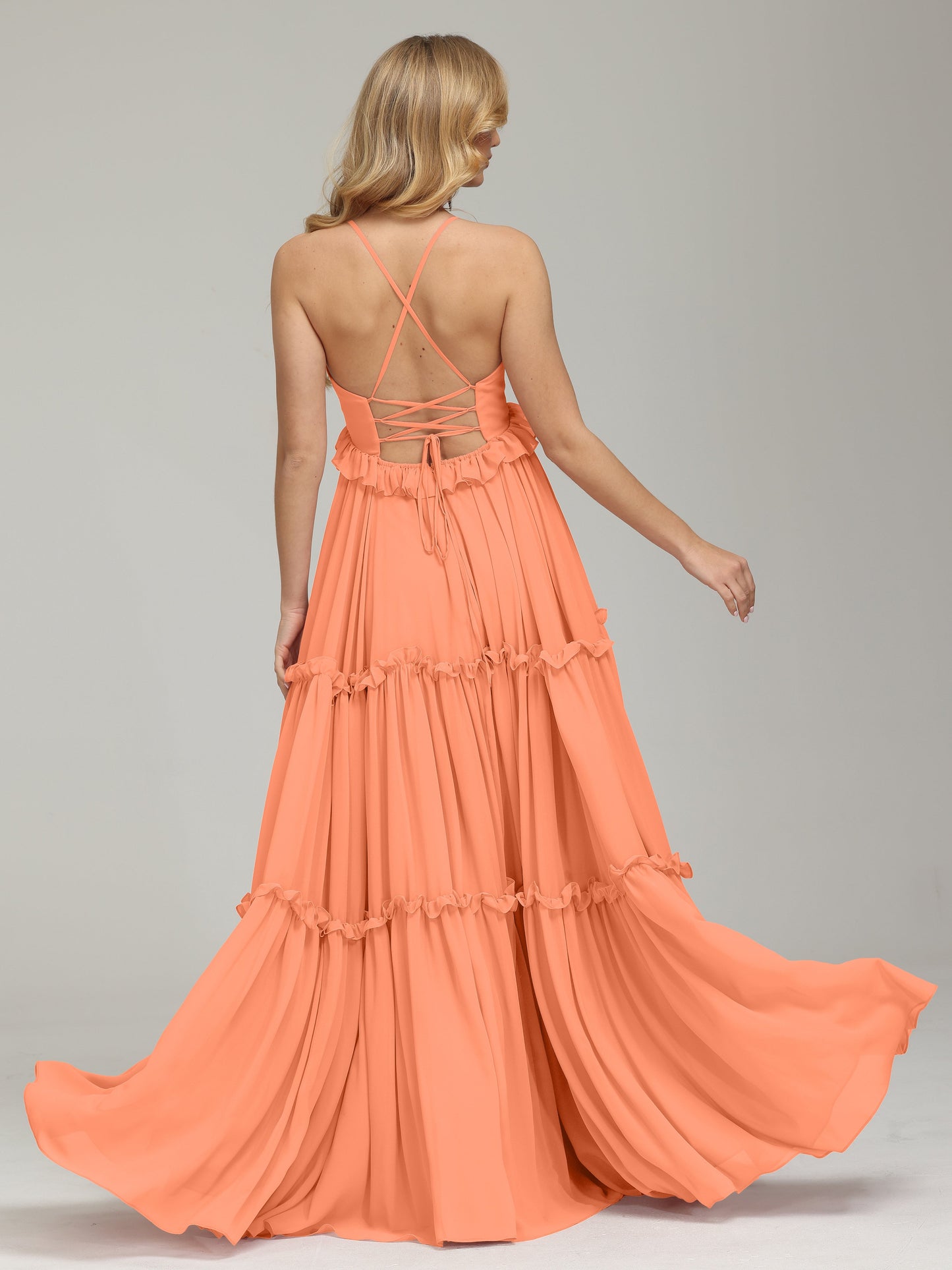 V-neck Empire Waist Chiffon Bridesmaid Dress