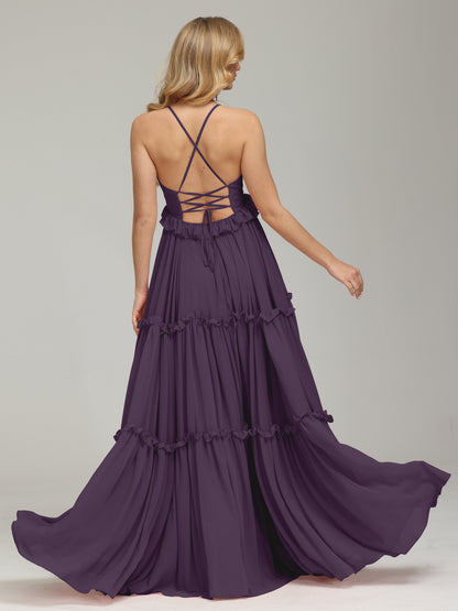 V-neck Empire Waist Chiffon Bridesmaid Dress