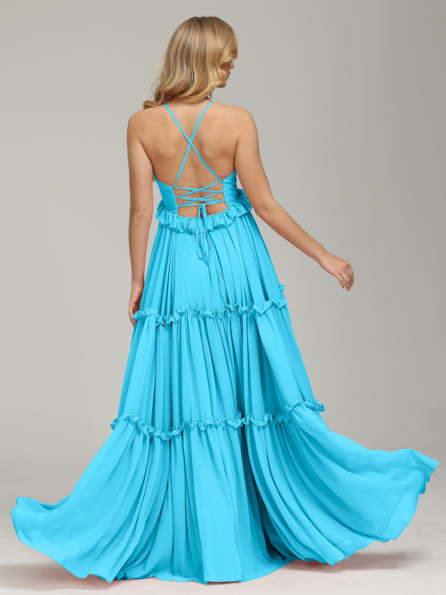 V-neck Empire Waist Chiffon Bridesmaid Dress